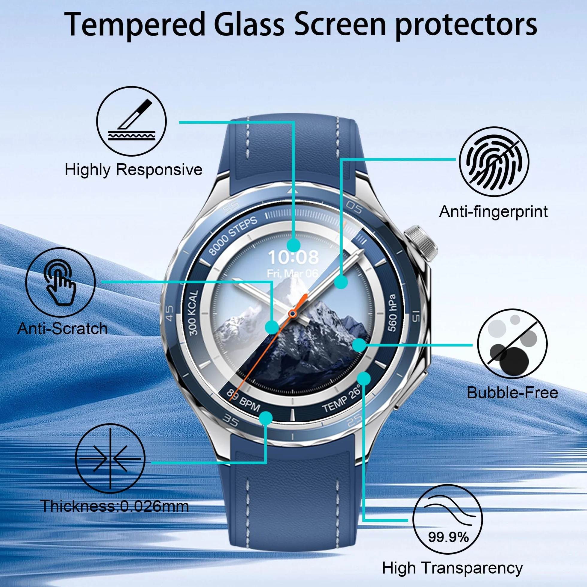 zZjoOoj Screen Protector kompatybilny z Oneplus Watch 3 do szkła hartowanego z ramką pozycjonującą [HD Clear][ Pakiet of 3 ]