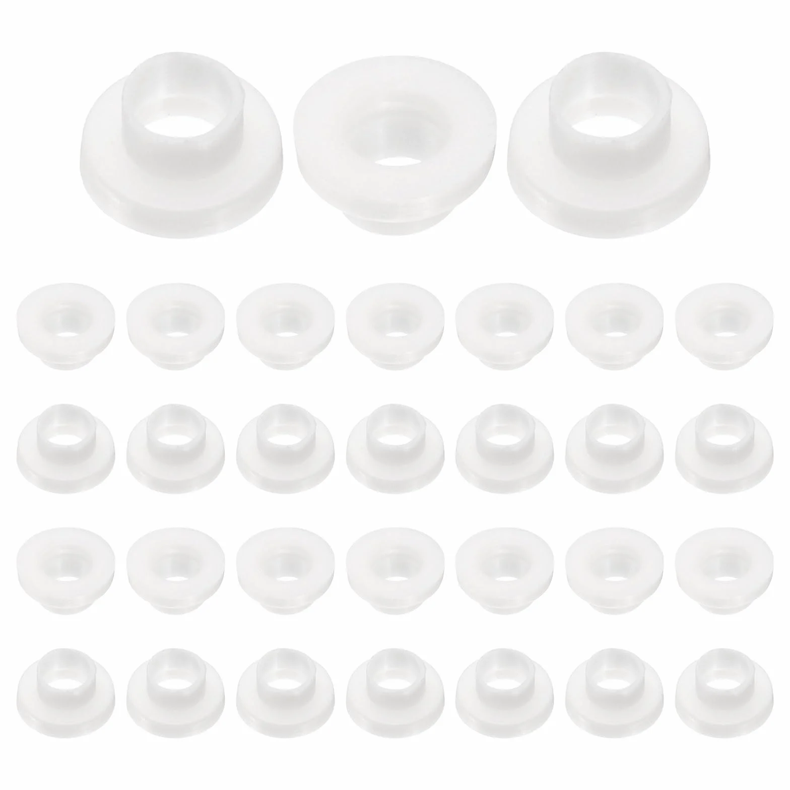 QUARKZMAN 60 szt. tuleje kołnierzowe z tworzywa sztucznego ID 3 mm x OD 3,6 mm x długość 2,8 mm tuleje nylonowe, białe