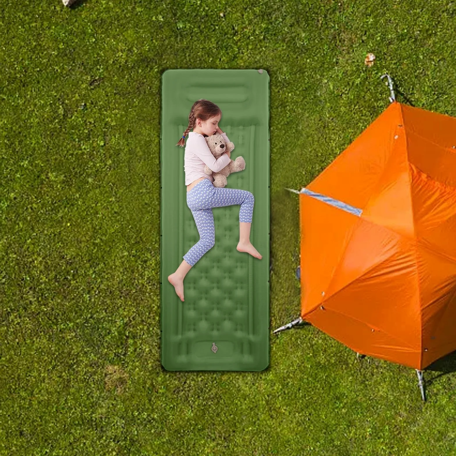 Materac Do Spaniena Na Camping Nadmuchiwany Materac O Grubości 4,3 (10,9 | Wbudowana Pompka Nożna Do Materaca Do Plecaka Wędrówek Podróży Na Zewnątrz Samochodu Namiotu Letniego