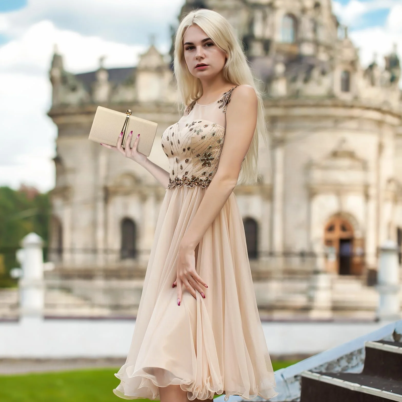 BAIGIO Torebka wieczorowa dla kobiet, kopertówka z kwiatami, elegancka skórzana torebka, błyszczący łańcuszek, pasek na ramię, na wesele, imprezę, torba ślubna