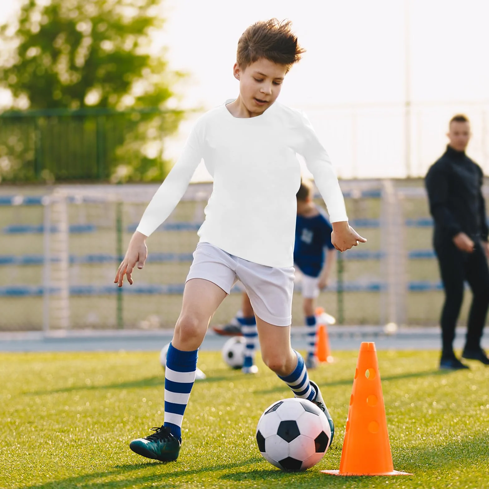 HYCOPROT Koszulka kompresyjna dla chłopców, koszulka kompresyjna, podkoszulek dziecięcy, sportowy podkoszulek bazowy, oddychająca koszulka funkcyjna, warstwa podstawowa, szybkoschnąca, oddychająca