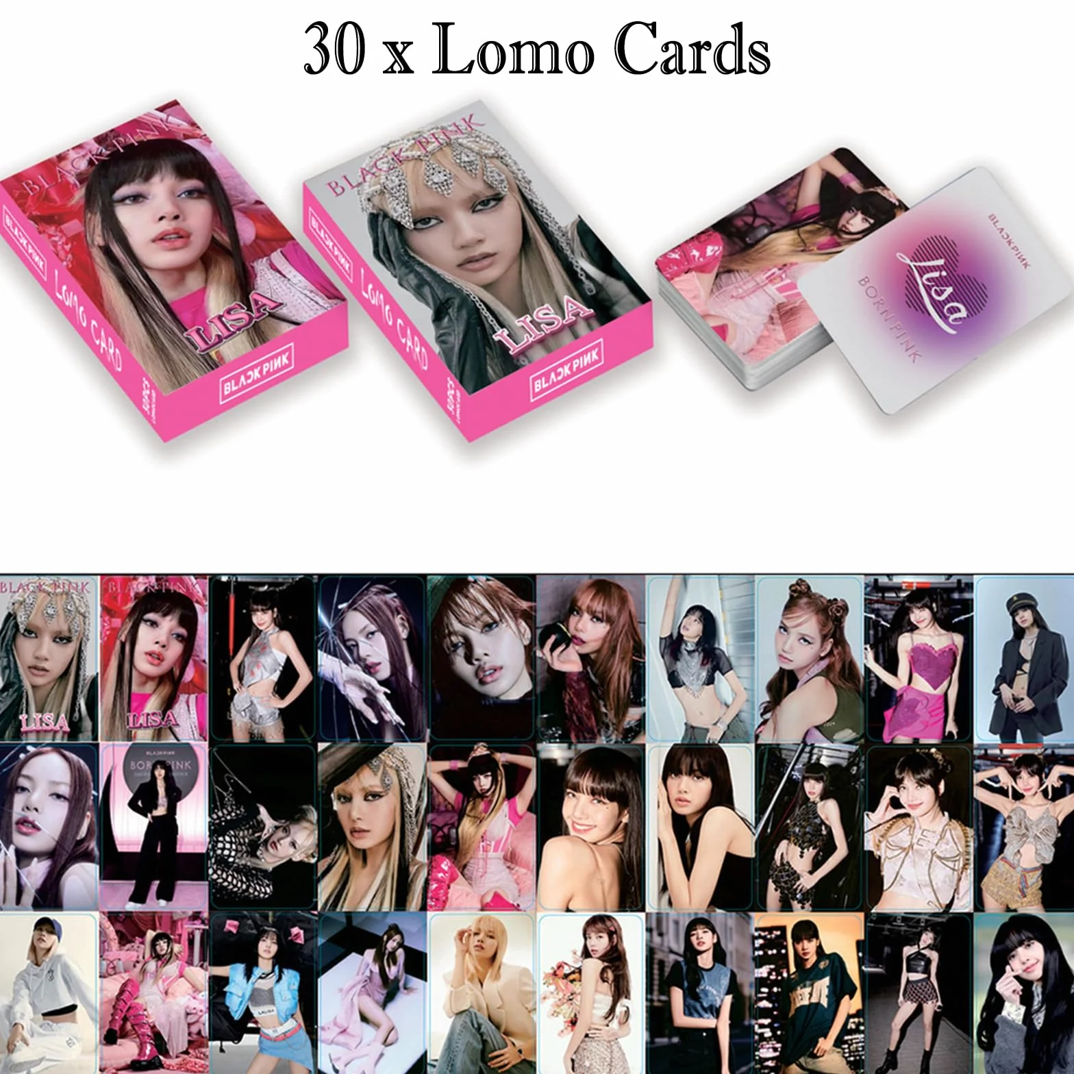 Akcesoria Blackpink Lisa, zestaw upominkowy Lalisa, zestaw upominkowy dla fanów Blackpink, osobisty towar Lisa Rockstar, pudełko upominkowe, papier fotograficzny, torba ze smyczą, naklejki na klucze