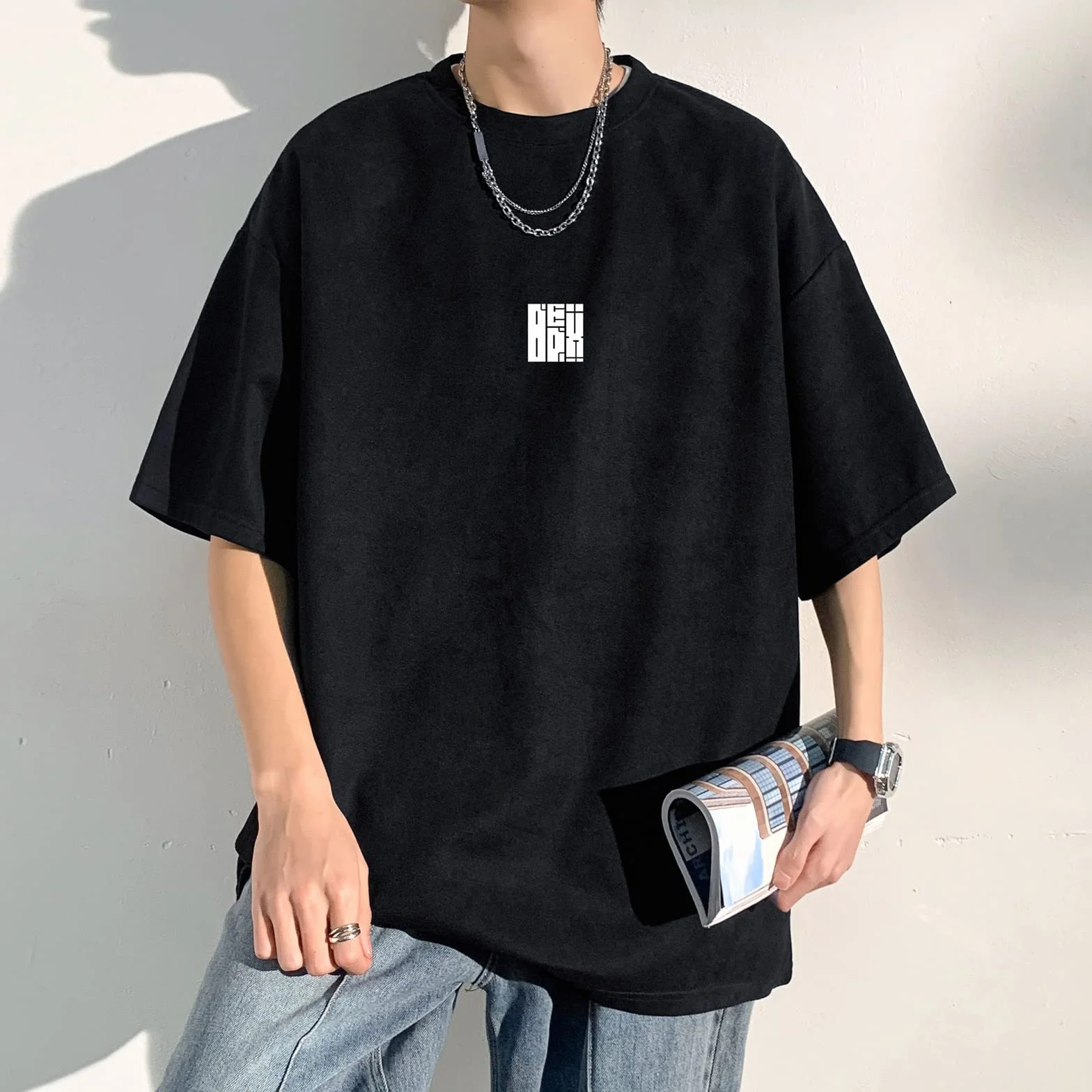 Męska koszulka Streetwear Harajuku topy koszulka z krótkim rękawem i okrągłym dekoltem