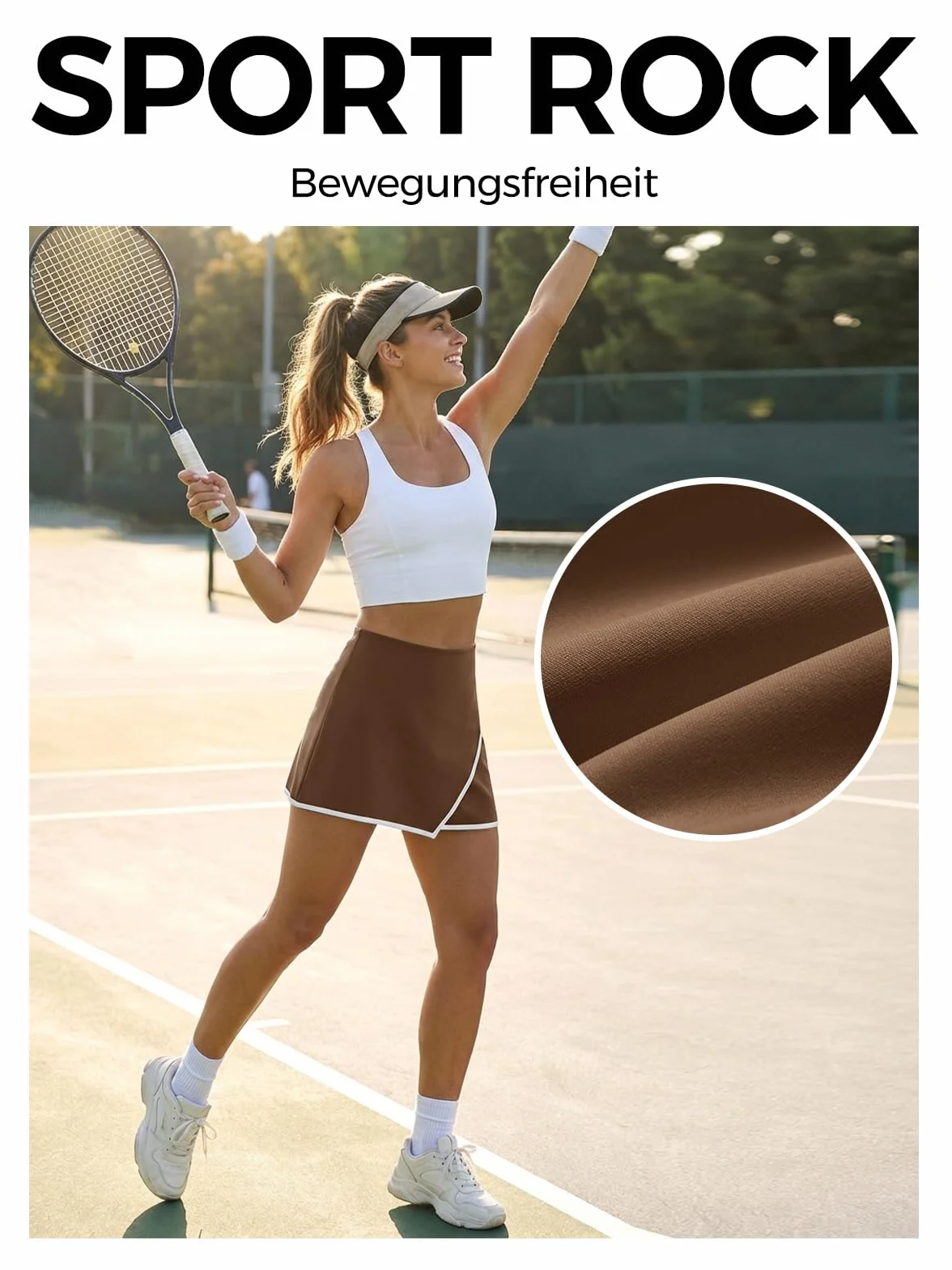Fisoew Damska spódnica sportowa ze zintegrowanymi szortami wysoka talia kieszenie letnia mini