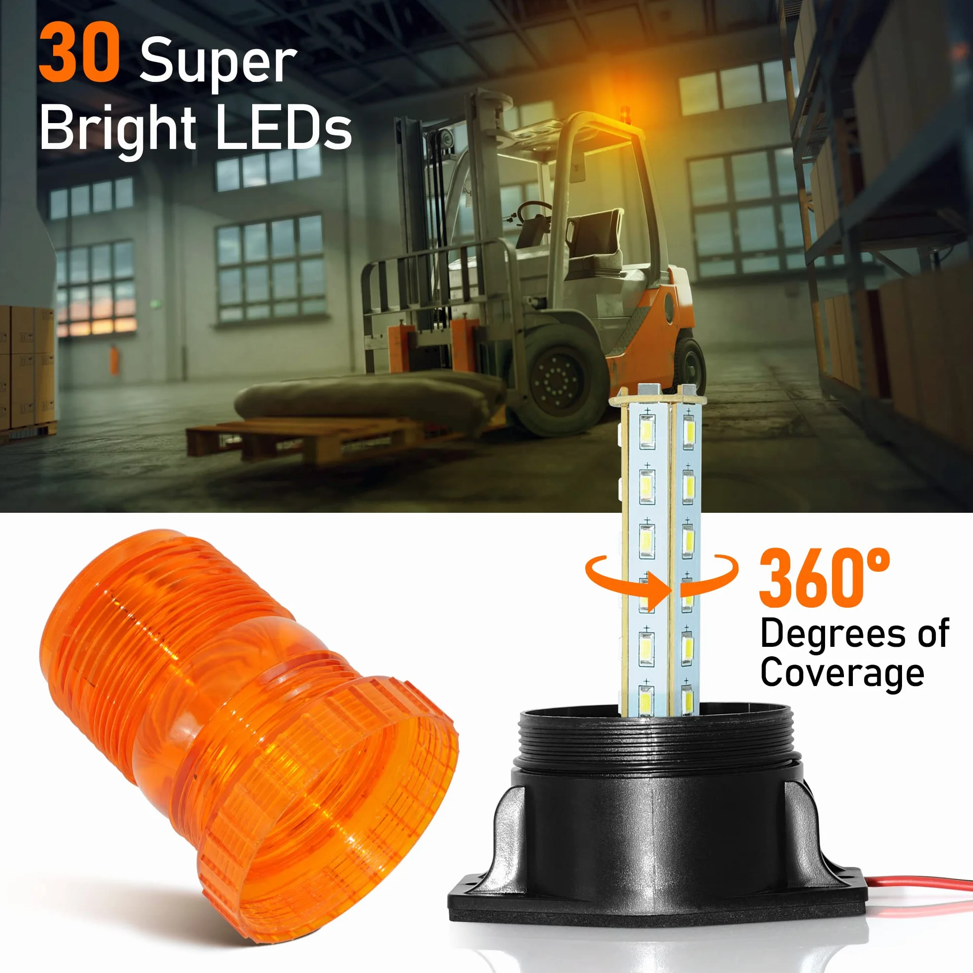 Dinfu Lampka ostrzegawcza LED pomarańczowa, 10-110 V LED do wózka widłowego, żółta, pomarańczowa lampka ostrzegawcza LED do samochodów ciężarowych, wózków widłowych, traktorów, UTV, SUV, J-eep