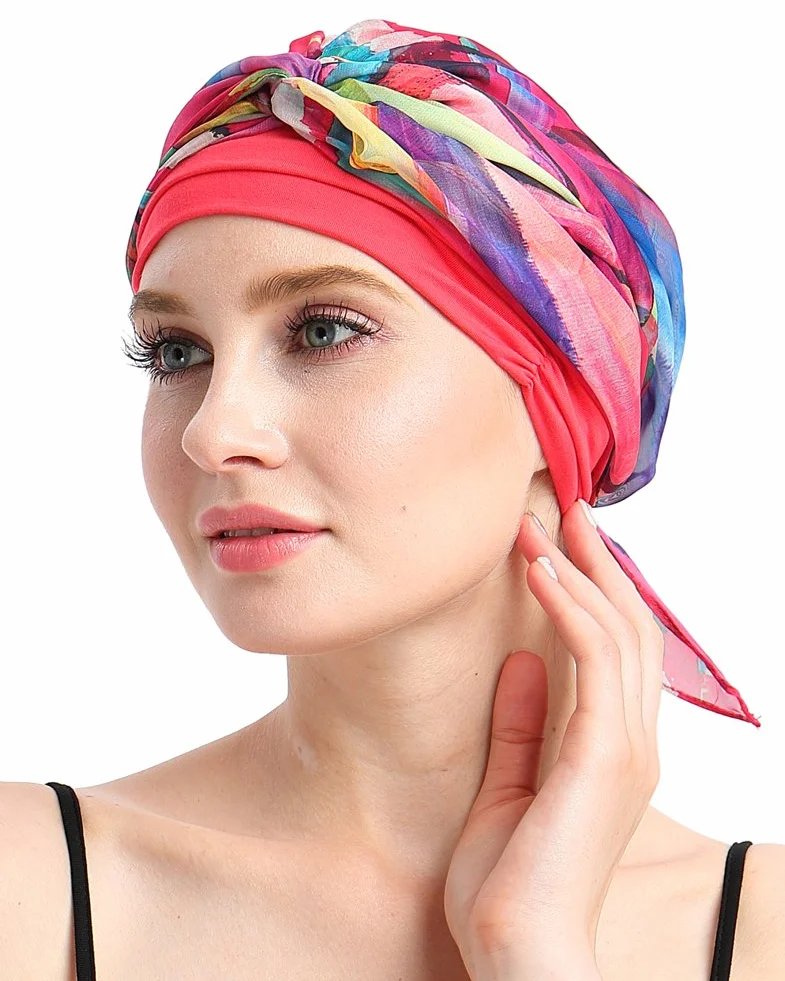 FocusCare chemo turban nakrycie głowy dla kobiet po chemioterapii, Geometryczne drapowanie