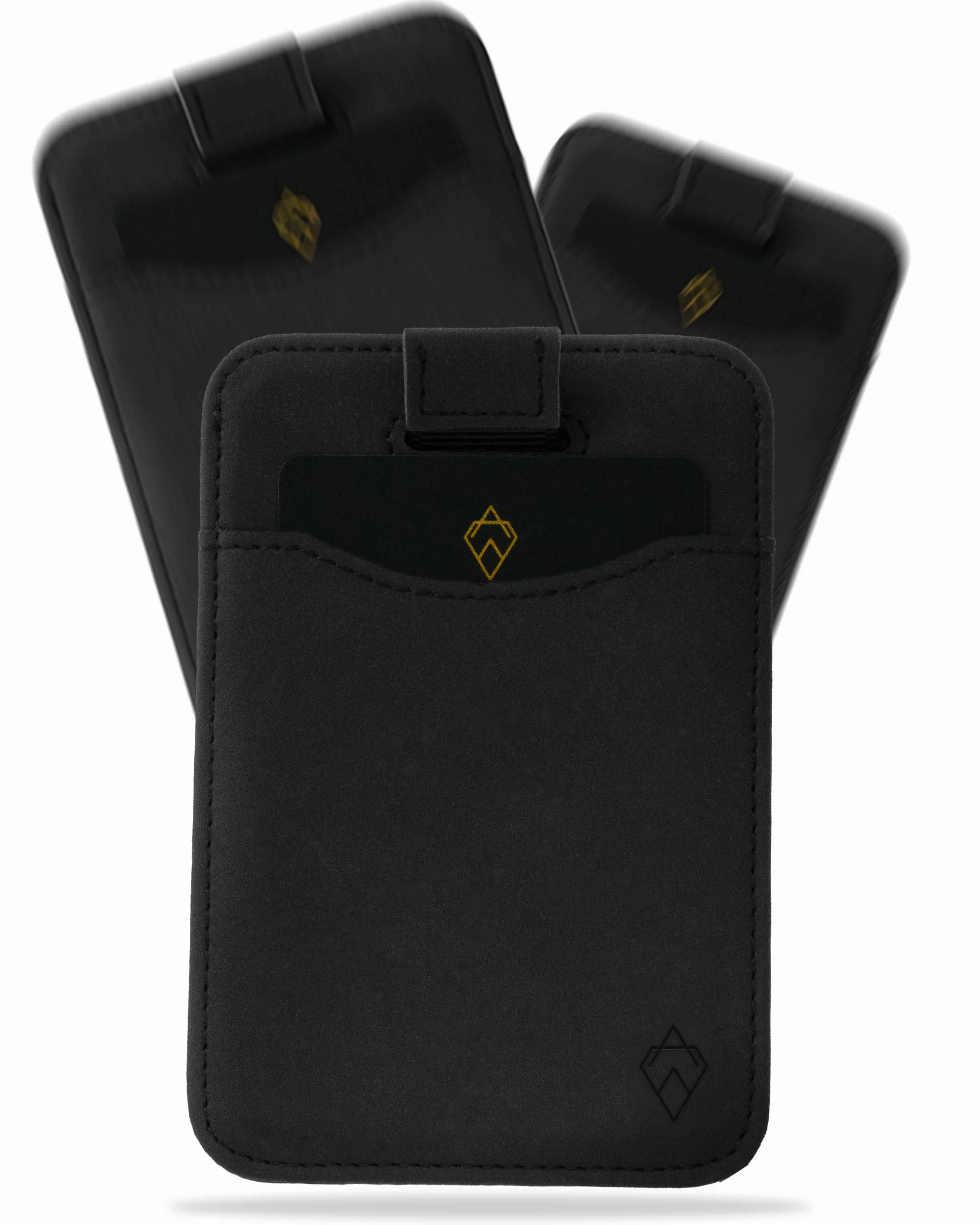 AKIELO Portfel – wąski i minimalistyczny męski portfel na karty – blokowanie RFID etui na karty (CHARLIE - Czarna Edycja)