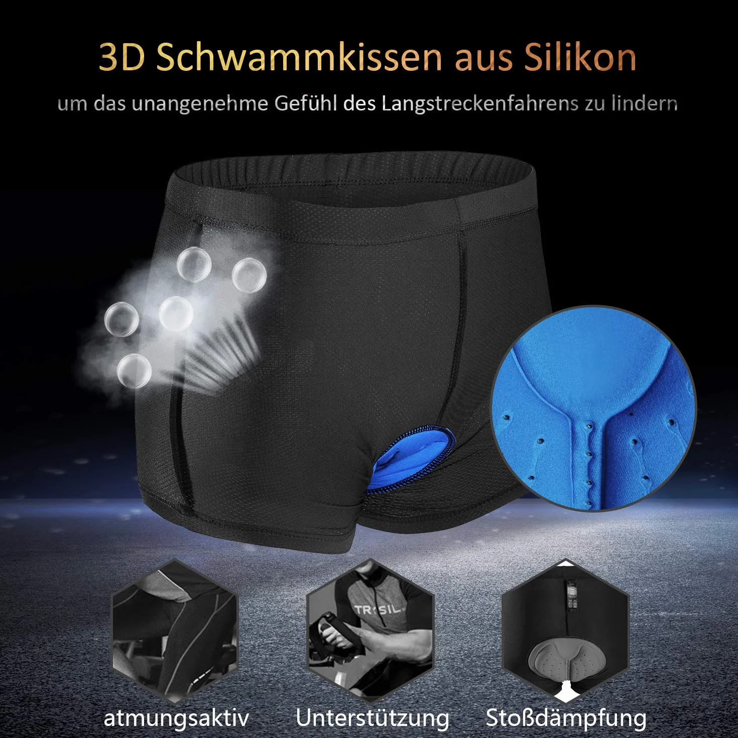 Męskie spodenki rowerowe z wkładką żelową 3D