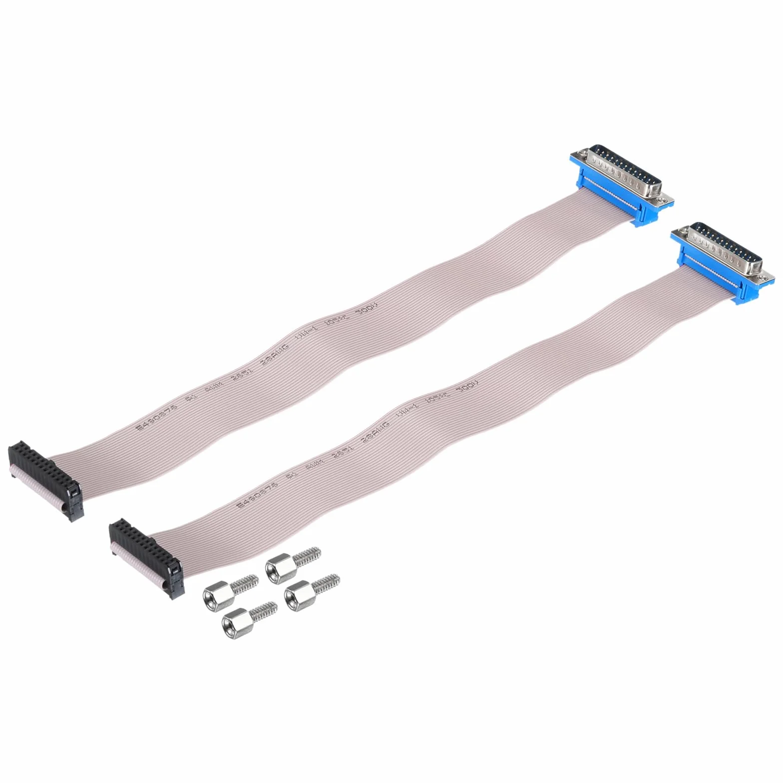 QUARKZMAN 2 sztuki 26-biegunowy kabel płaski szary DB25 wtyczka na FC-26P 2,54 mm wymiar rastra 30 cm długość DB kabel szeregowy do komputera, wyświetlacz LED, DVD z 4 śrubami