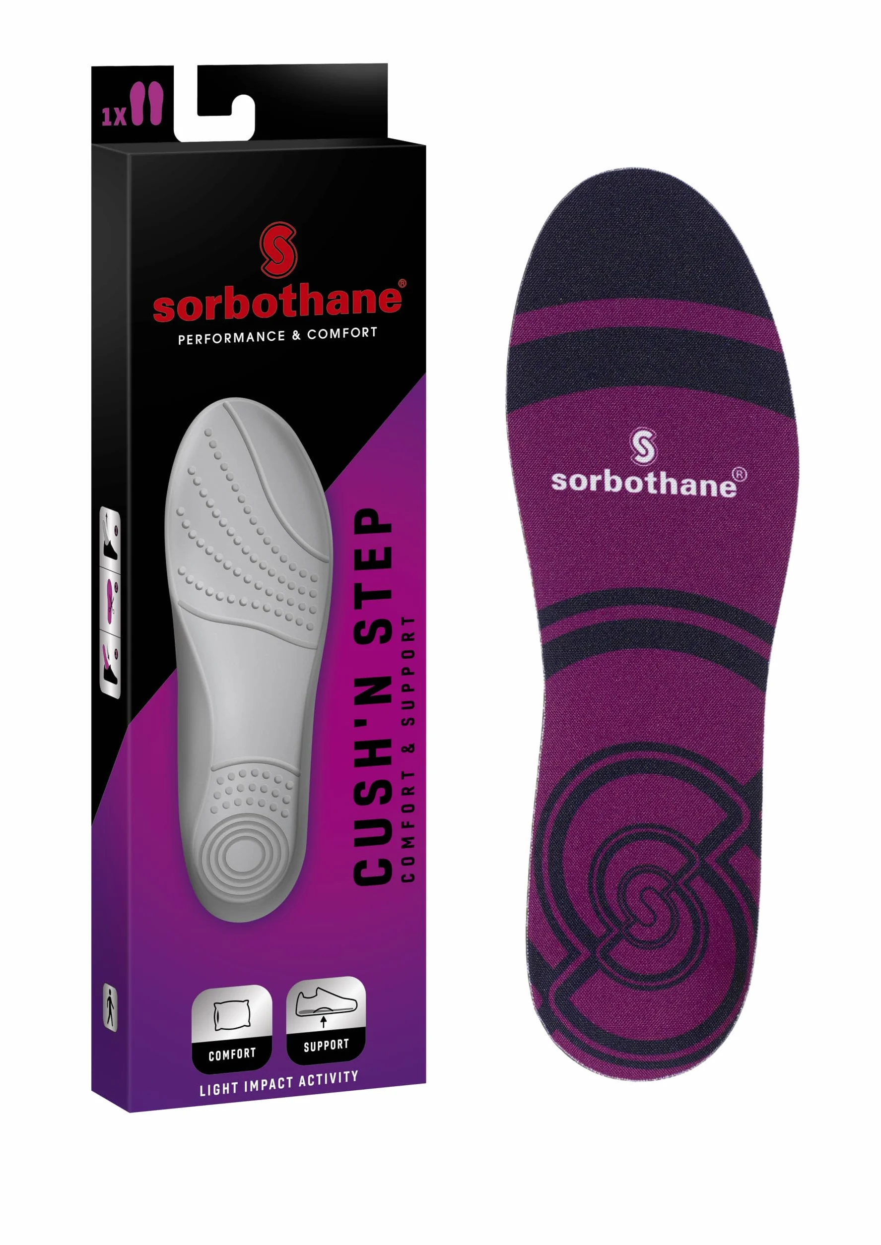 SORBOTHANE Crush N Step Comfort wkładki dla mężczyzn i kobiet rozmiar 11-12,5 poduszka amortyzująca redukujące uderzenia