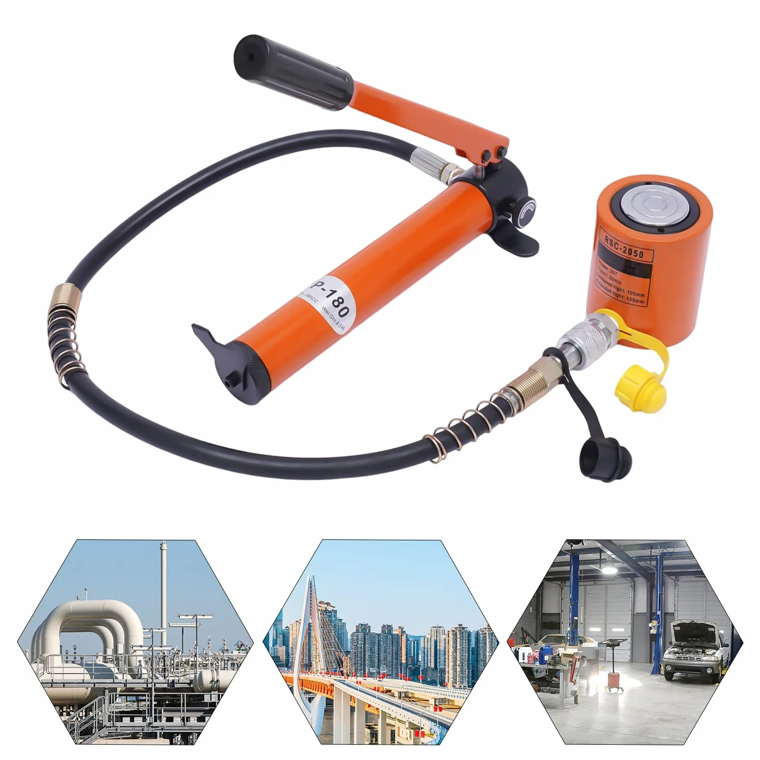 Siłownik hydrauliczny, podnośnik, siłownik hydrauliczny, zestaw do montażu, przenośny podnośnik hydrauliczny 20T 50 mm z ręczną pompą hydrauliczną 70 Mpa 350 CC do naprawy samochodów, ciężarówek