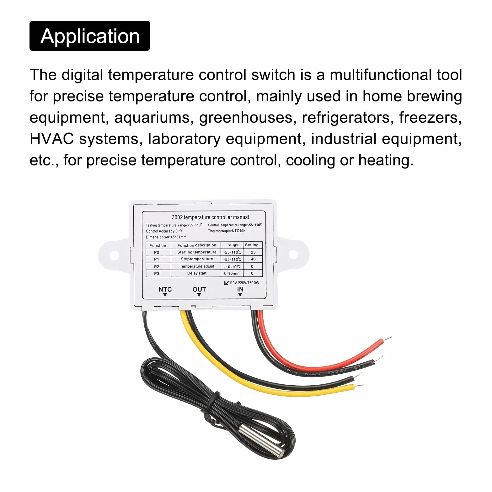 QUARKZMAN XH-W3002 10 A AC 110-220 V cyfrowy regulator temperatury LED, termostat, przełącznik sterowania ogrzewaniem i chłodzeniem, do lodówki, szklarni, gospodarstwa