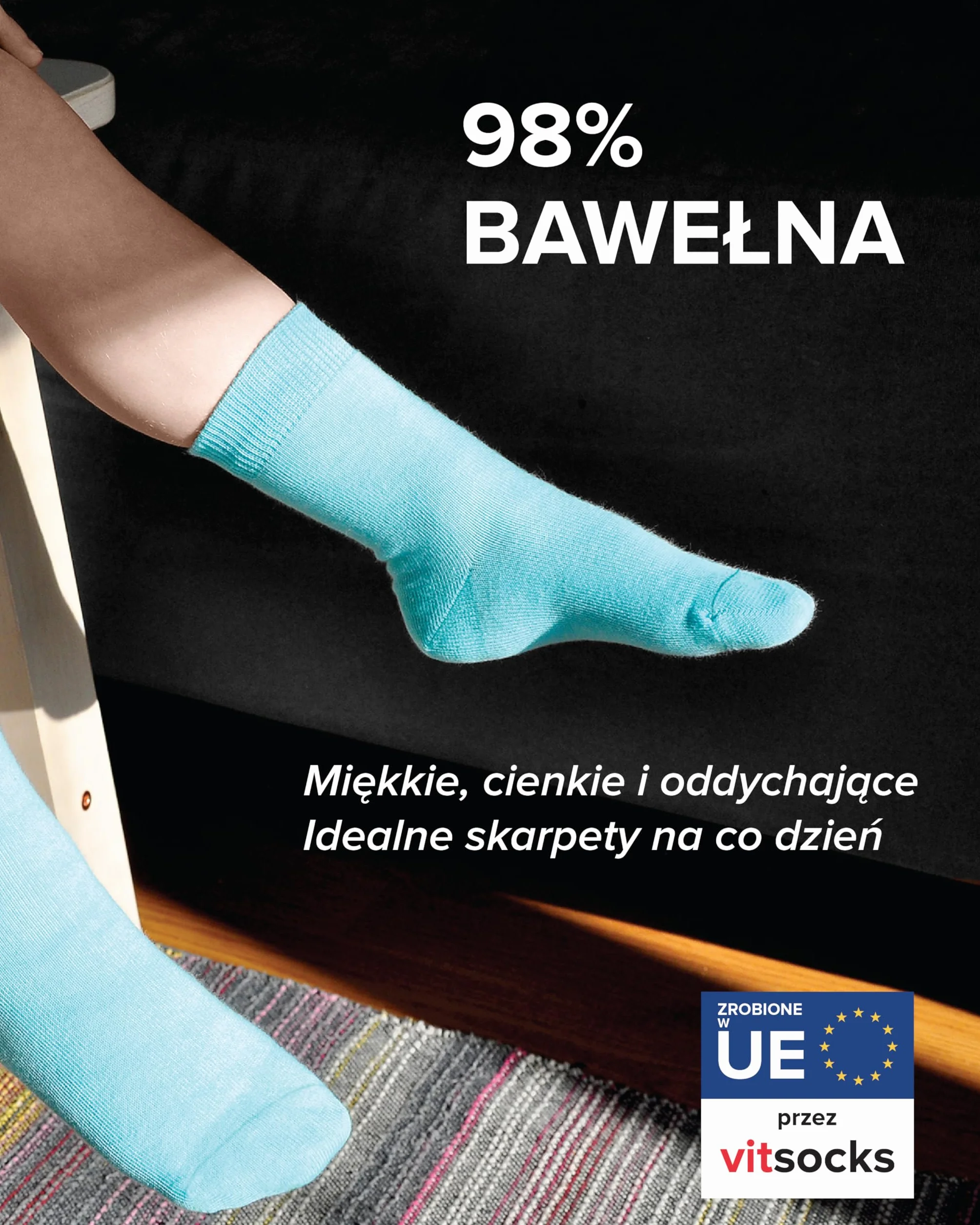 VITSOCKS Skarpetki 98% BAWEŁNA dla Dzieci Cienkie Miękki (3 PARY) Chłopięce Dziewczęce