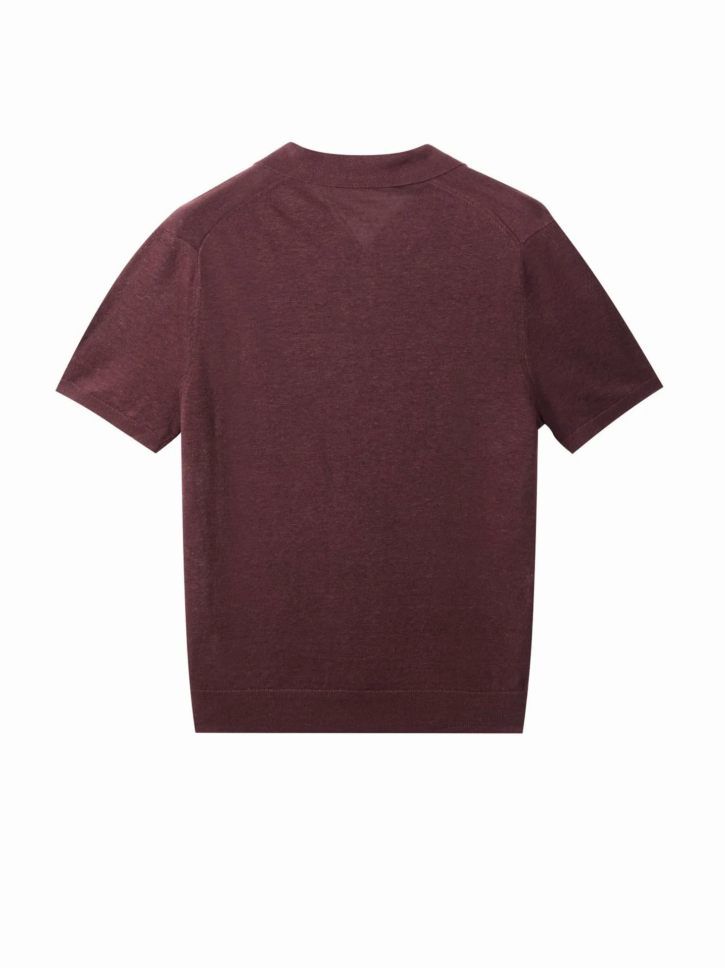 Diana Studio 100% lniana koszulka polo bez guzików, męska, z krótkim rękawem, casualowy, XXL, bordowy