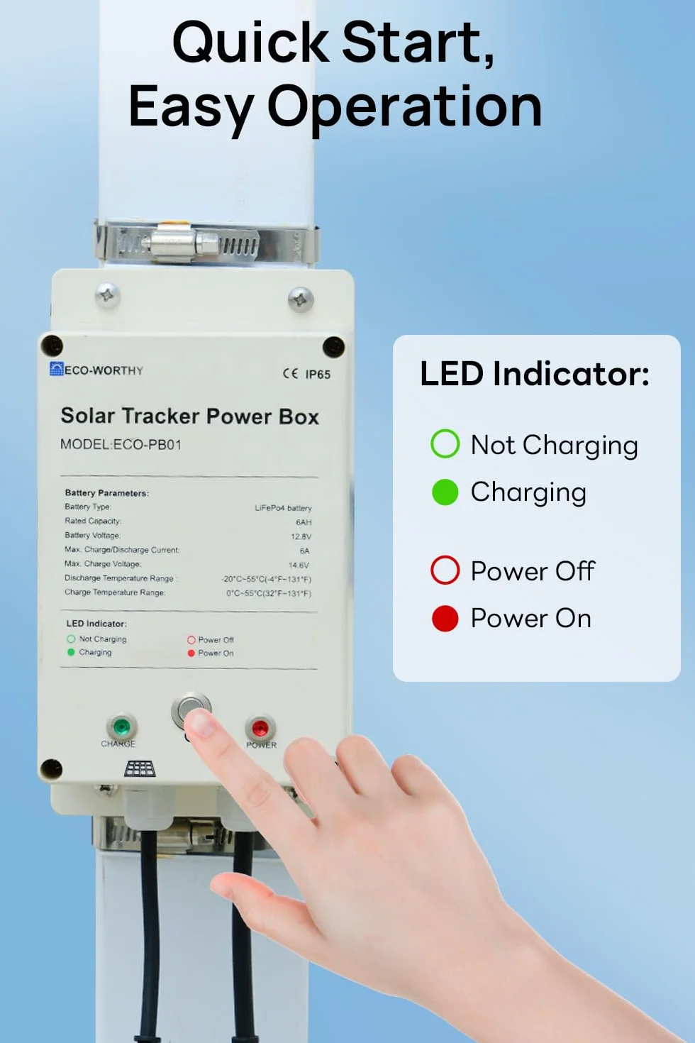 ECO-WORTHY Solar Tracker System IP65 Wodoodporność: monokrystaliczny panel słoneczny 10 W + akumulator LiFePO4 6 AH 12 V z 3000 cyklami i ochroną BMS Plug and Play do ogrodu i