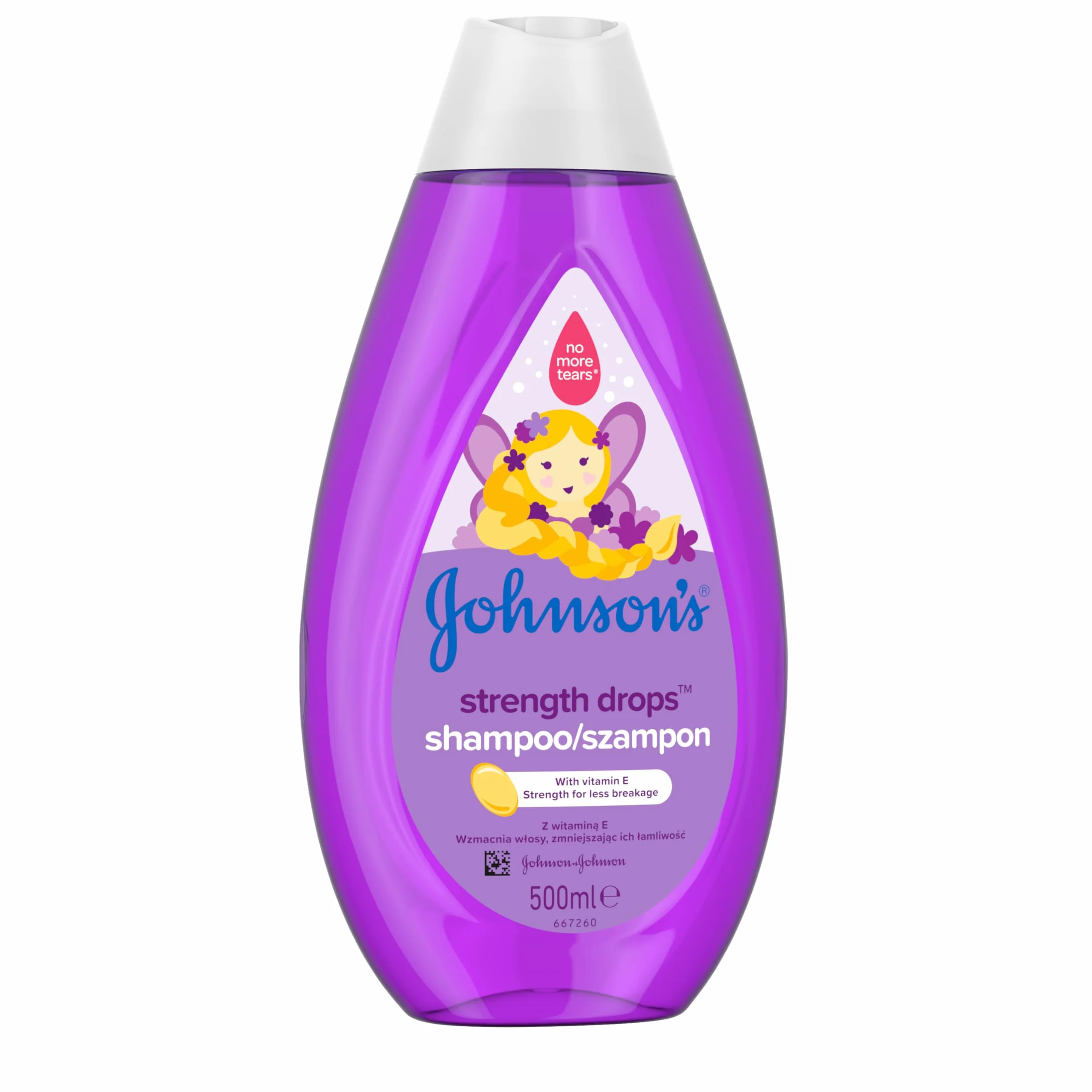 Johnson's Strength Drops szampon 500 ml, Szampon z witaminą E przeznaczony do pielęgnacji włosów, które wymagają wzmocnienia. Zmniejsza łamliwość włosów.