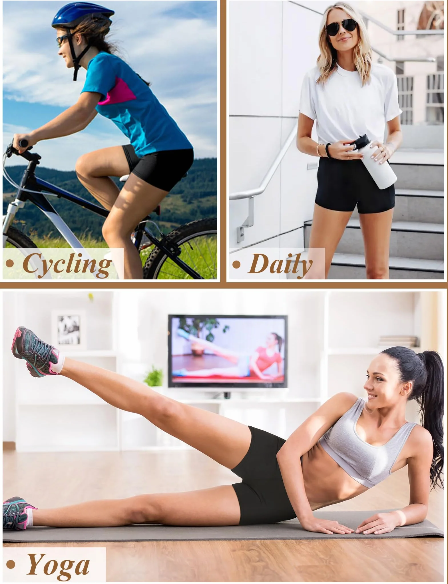 Becellen Damskie spodnie rowerowe z kieszeniami, V Cross High Waist spodnie sportowe, krótkie legginsy, nieprzejrzyste, sportowe, rozciągliwe, wygodne