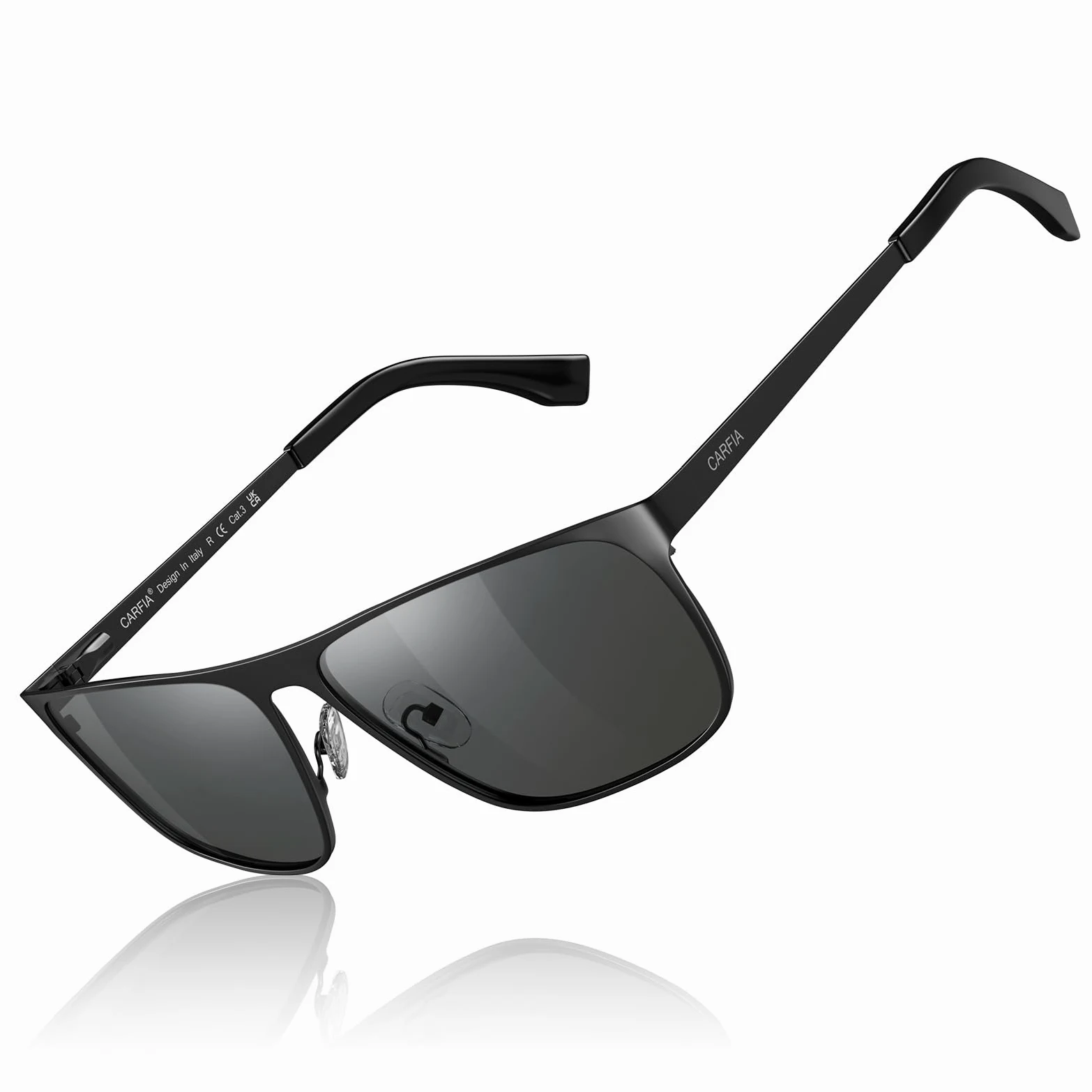 CARFIA Eleganckie Okulary Przeciwsłoneczne dla Mężczyzn Okulary Polaryzacyjne UV400 Okulary do Jazdy Samochodem z Metalową Oprawką Cat.3