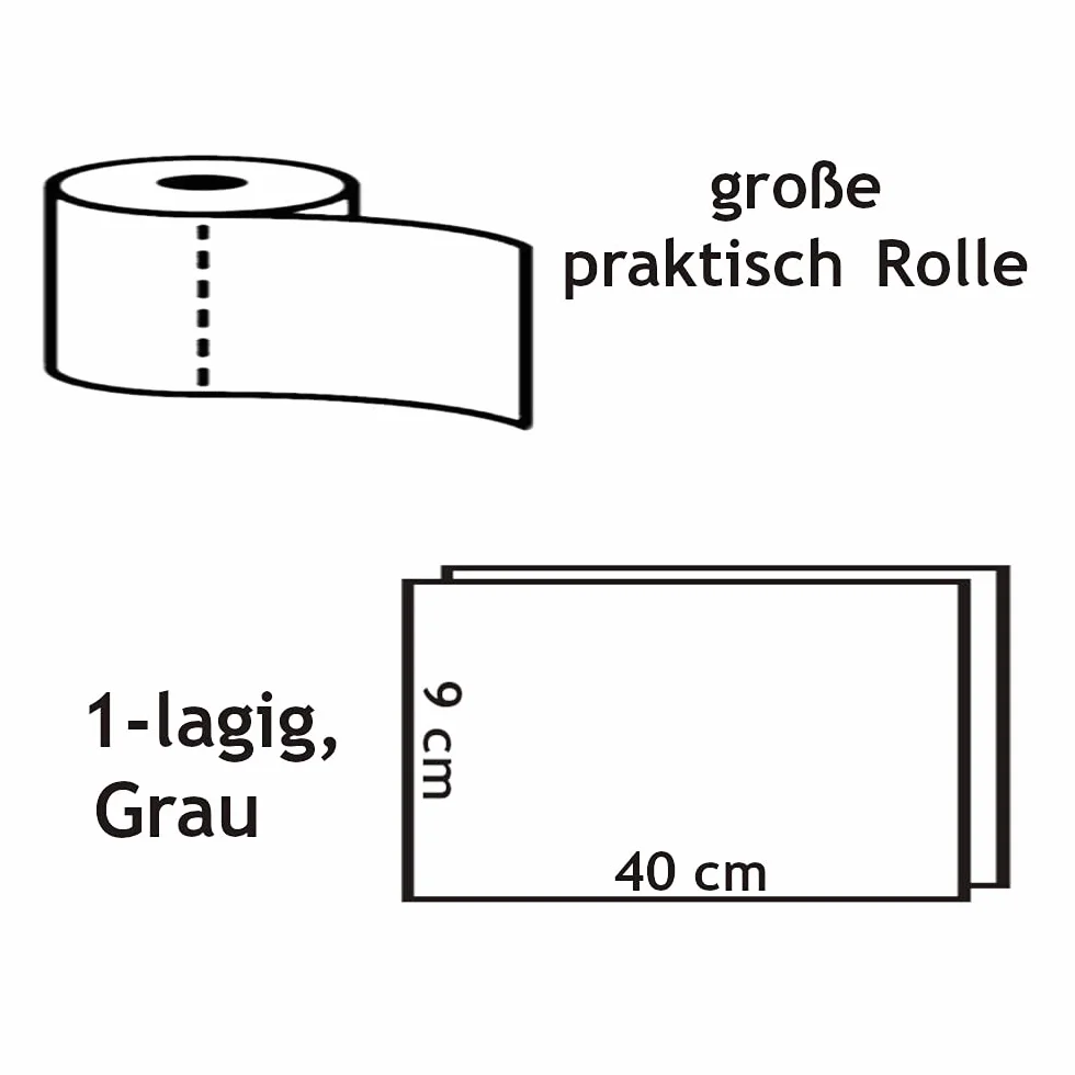 Netuno 12 x papier toaletowy duży rolka, papier toaletowy do uchwytu, podajnik, szary, 1-warstwowy, do toalety toaletowej, czyszczenia toalety