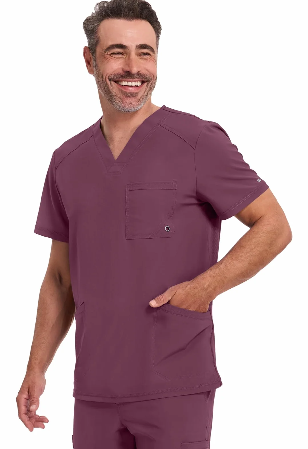 CHEROKEE Męski Scrub Top Plus Size Infinity Odzież medyczna Panele tylne z dzianiny prążkowanej Dekolt w serek CKE900A