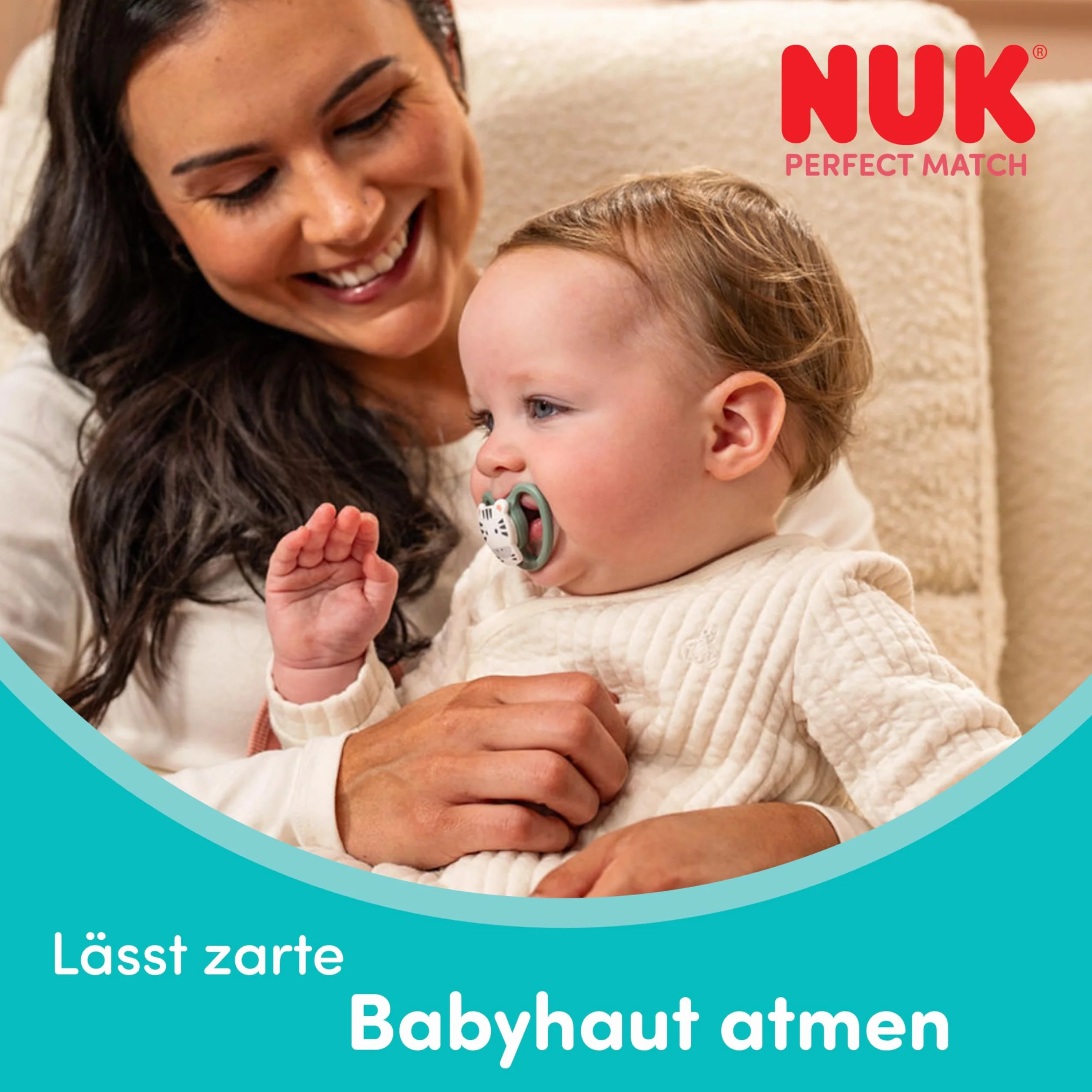 NUK Perfect Match Air Smoczki | 6-18 miesięcy | Ortodontyczne smoczki wspomagające przepływ powietrza i zapobiegające odparzeniom | 95% akceptacji przez niemowlęta** | Lew i Zebra | 2 sztuki