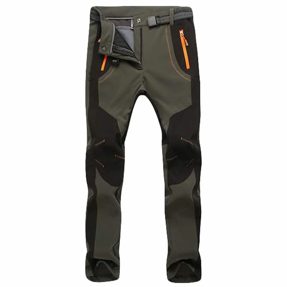 Spodnie softshell outdoorowe wodoszczelne polarowe unisex trekkingowe snowboardowe