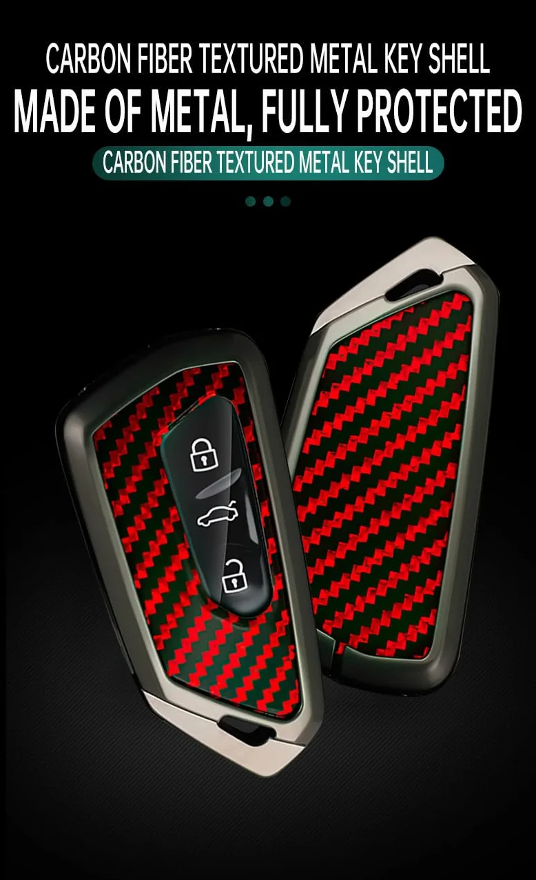 ontto Etui na kluczyki samochodowe pasuje do VW Golf 8, GTI, ID.3, ID.4, ID.6, ID.7, Tiguan, Passat B9, do Skoda Octavia Seat, Leon, Born, etui na klucze, z włókna węglowego, etui ochronne na pilot