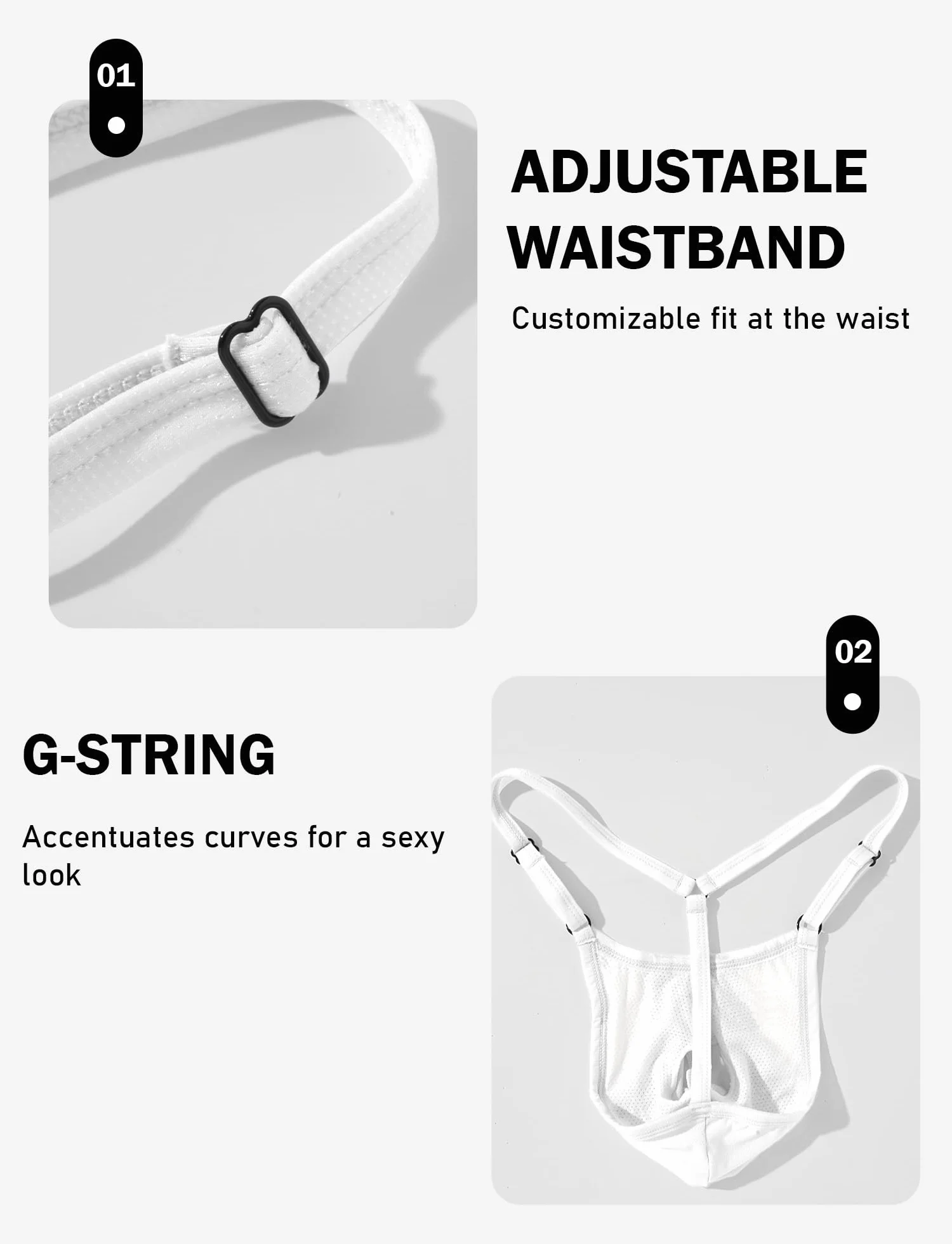 Stringi regulowane jedwabna bielizna slipy elastyczne S-XL