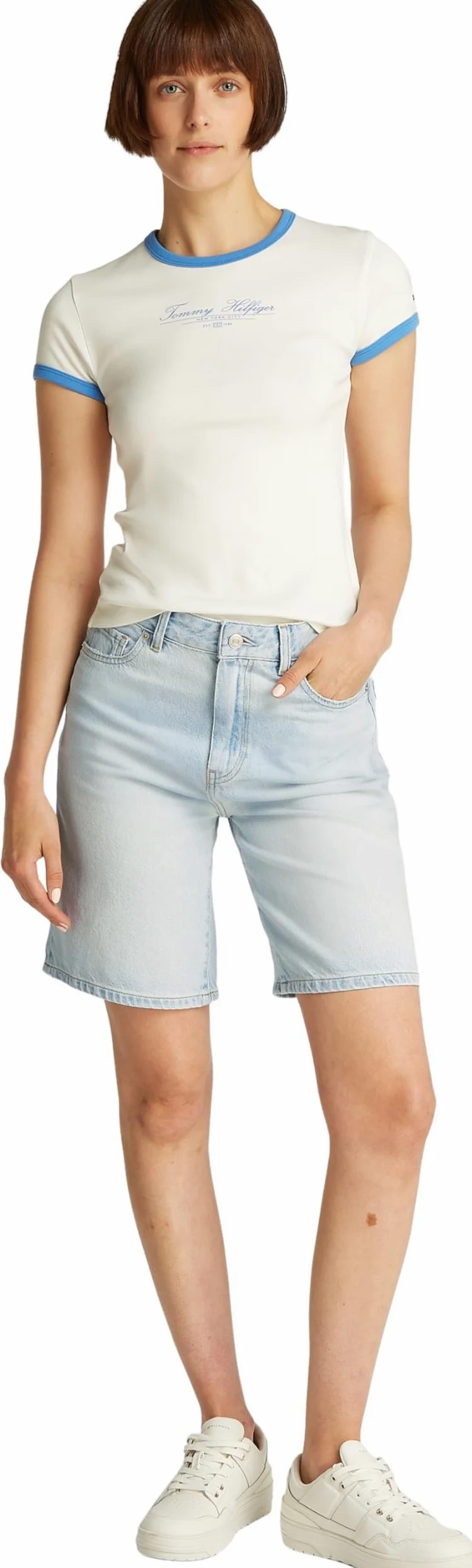 TOMMY HILFIGER Dnm Bermuda Short Hw Sky Ww0ww44388 - DNM BERMUDA SHORT HW SKY WW0WW44388 Kobiety