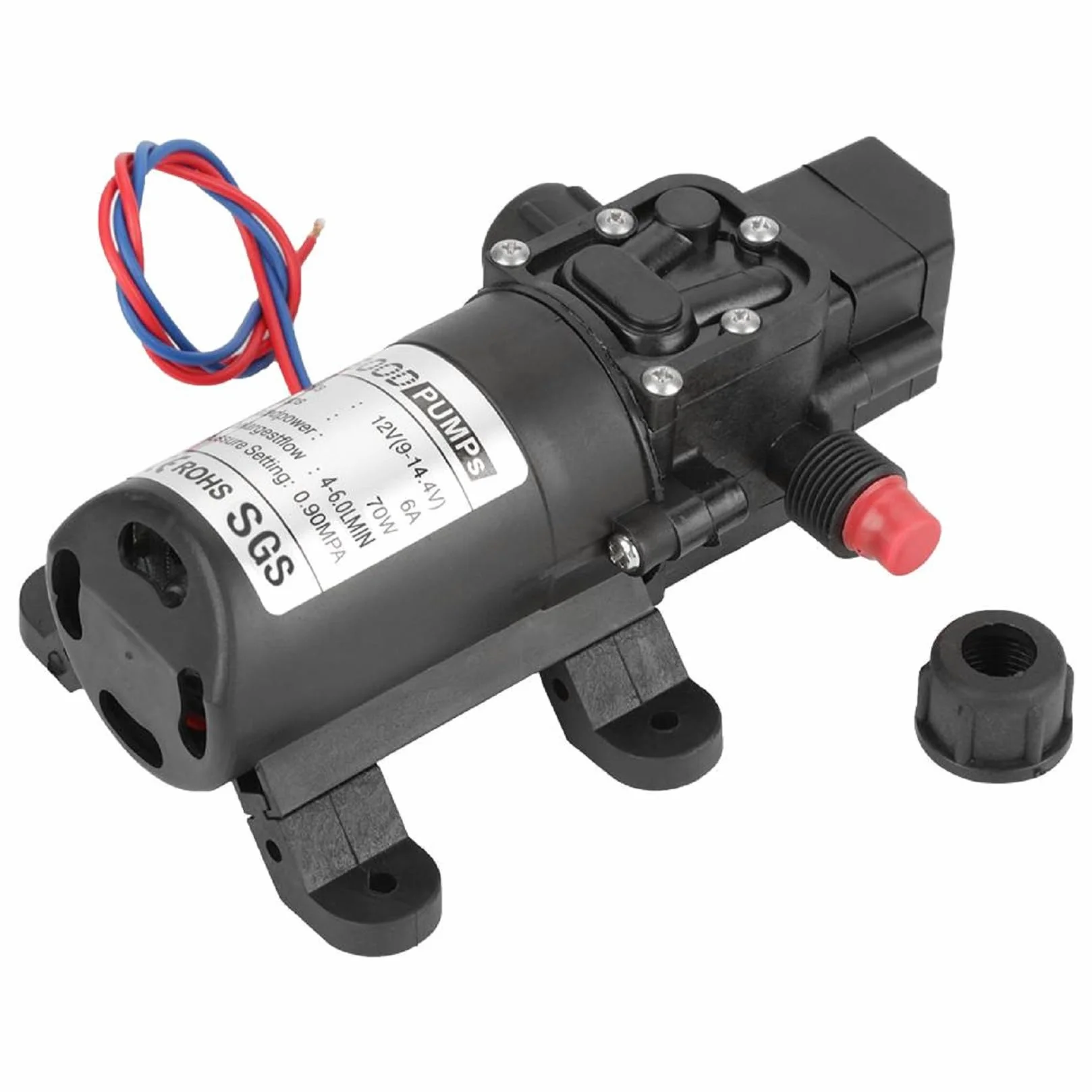 KSTE Pompa Membranowa 12V, Wysokociśnieniowa Wodna 0,9mpa 6l/Min, Samozasysająca Elektryczna 70W Do Czyszczenia Łodzi Kempingowych I Podlewania Ogrodu