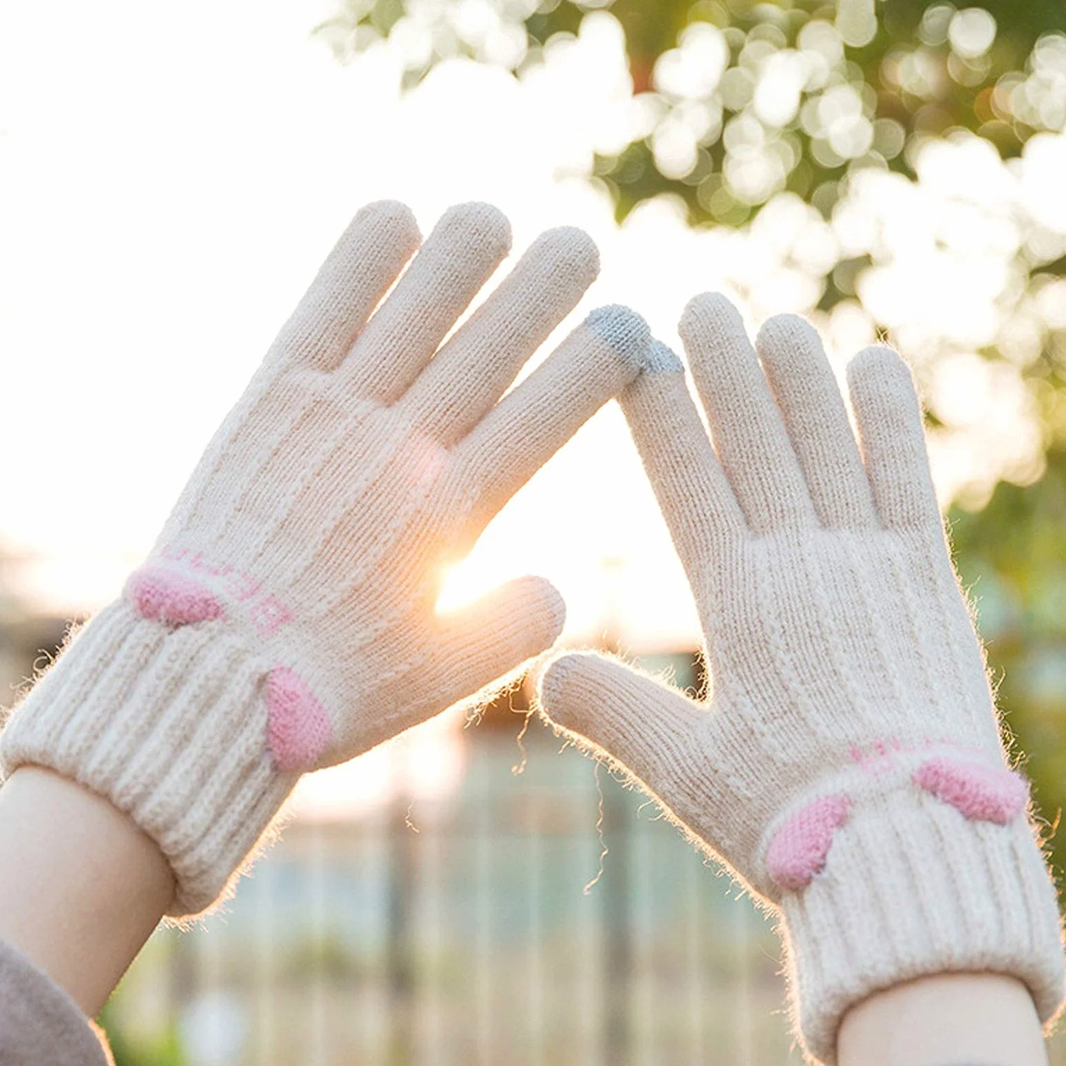 Unisex Dorosły Rękawiczki Zimowe Doskonale Dziecięce Dziewczyna Dzianiny Finger Cats Drukuj Rękawice Miękkie Ciepłe Mitten Zachowaj Ciepłe/D