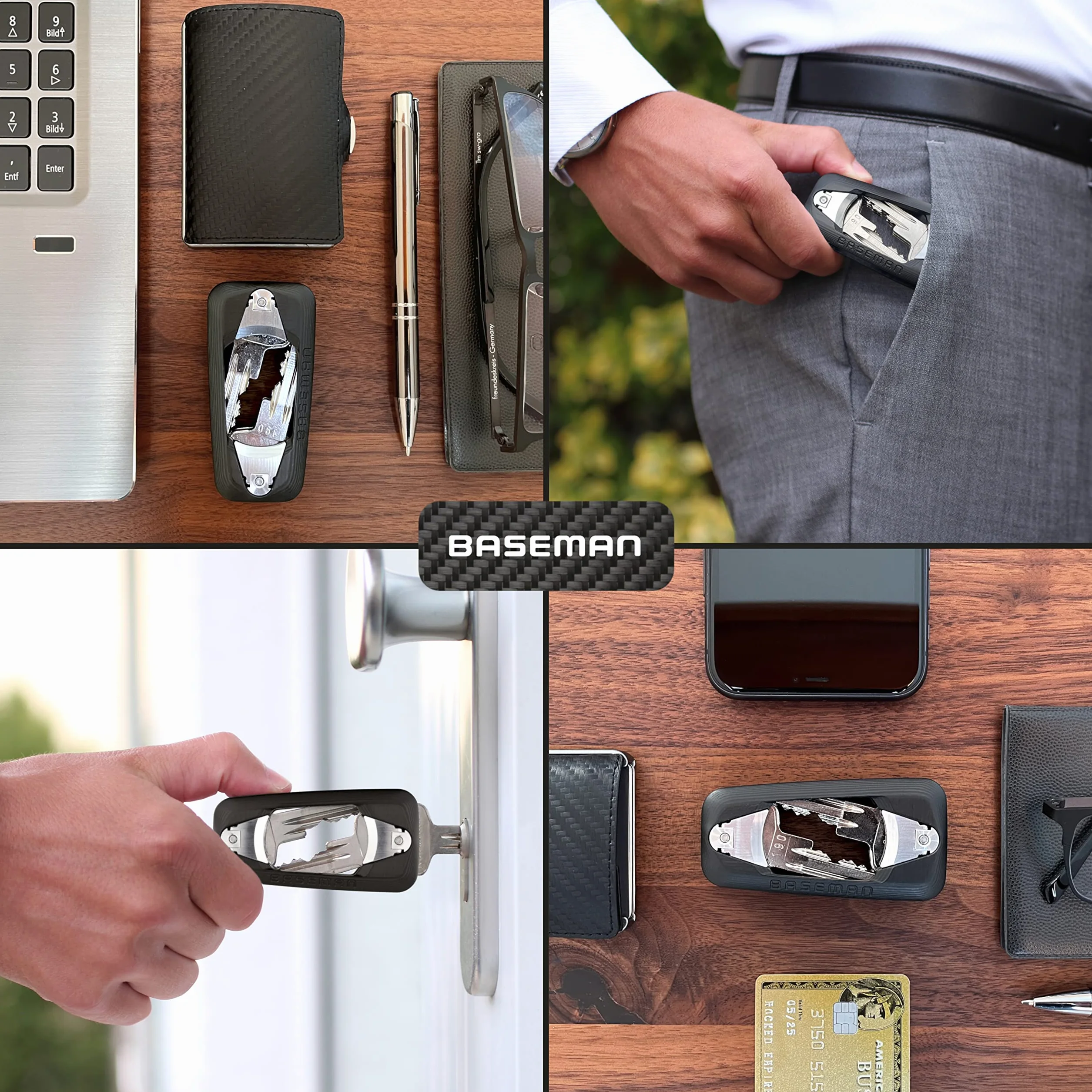 BASEMAN® Organizer na klucze – innowacyjny organizer na klucze porządkuje klucze w dobrym stylu i przynosi spokój w Twojej torbie – etui na klucze