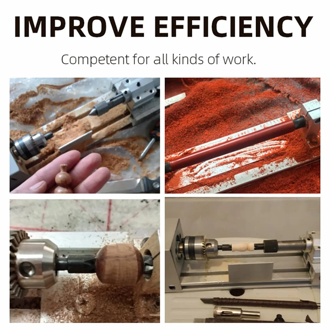 Mini tokarka 6 w 1, 12-24V 96W metalowa mała tokarka, DIY Wood Model Making Tokarka, Szlifierka kulkowa do rzeźbienia, szlifowania i szlifowania drewna