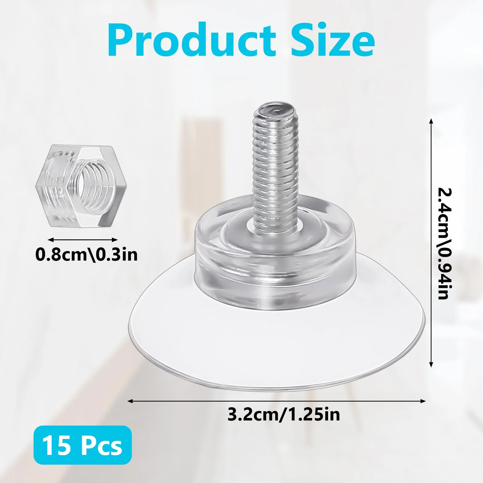 15 sztuk przyssawek z gwintem i śrubą, 34 mm szklane przyssawki przezroczyste PVC przyssawki podkładki śruby przyssawka podkładka z przyssawką do łazienki, ściany, drzwi, okna
