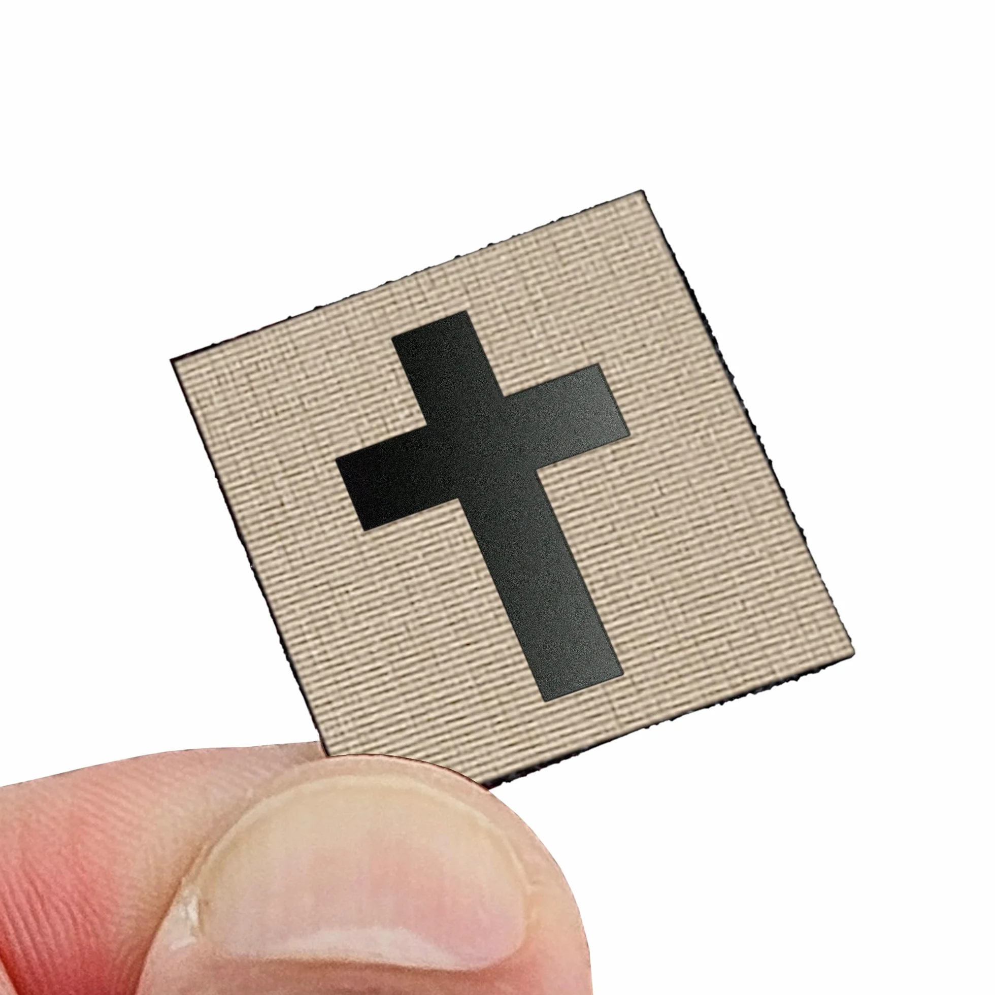 Mini naszywka krucyfiks Jezus Chrystus Christian Morale [jasnobrązowa, czarna]