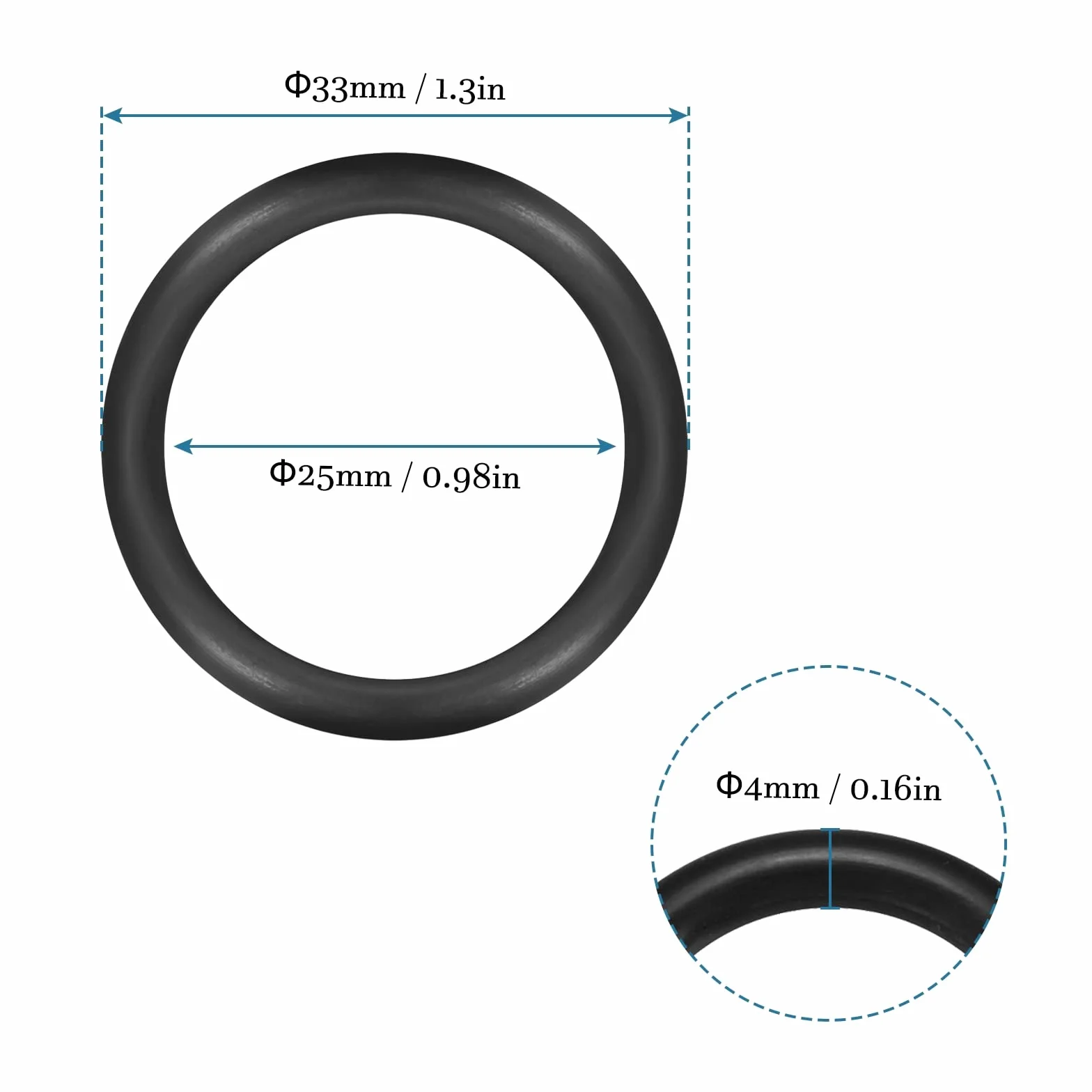 QUARKZMAN 10 sztuk uszczelek z kauczuku nitrylowego o-ring okrągły gumowy pierścień uszczelniający 33 mm x 25 mm x 4 mm do kranu hydraulicznego uszczelnienia połączeń, czarne