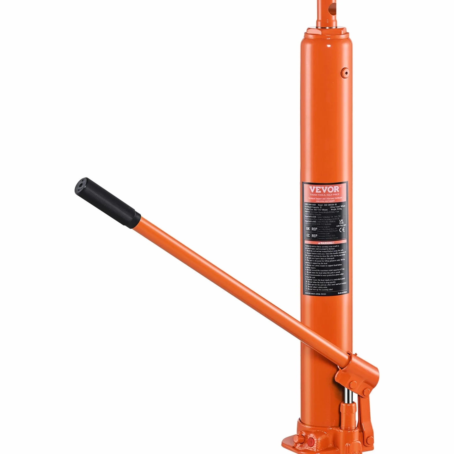 VEVOR Hydrauliczny podnośnik samochodowy, 4 t, cylinder podnośnikowy z pojedynczą pompą tłokową i płaską podstawą, hydrauliczny podnośnik do butelek samochodowych do podnośników silnikowych, dźwigów