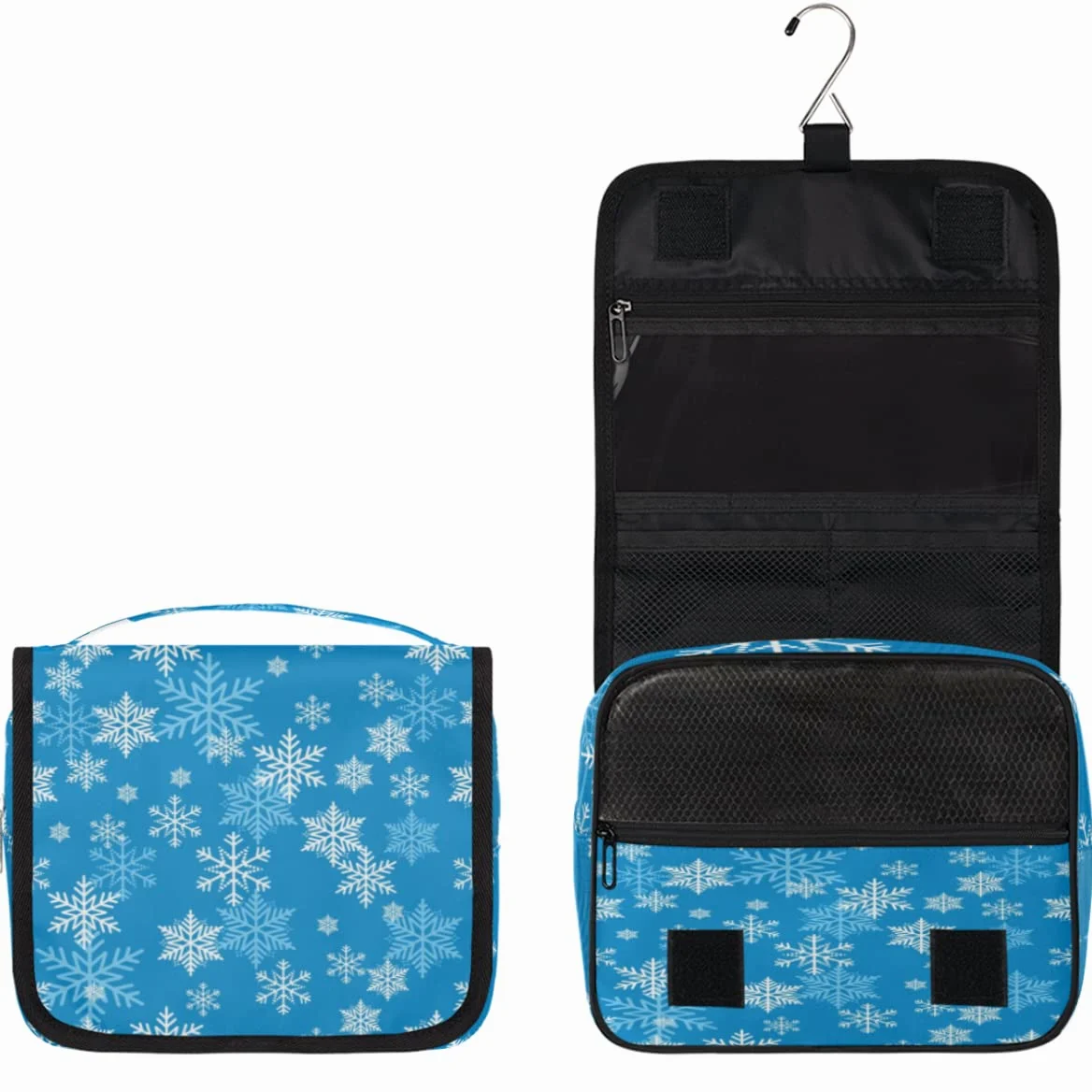 Śnieżynka Podróżna Kosmetyczka Niebieski płatek śniegu Torba do mycia Torba Unisex Wiszące przybory toaletowe Kosmetyczka Organizer do makijażu, wielobarwny, Jeden rozmiar
