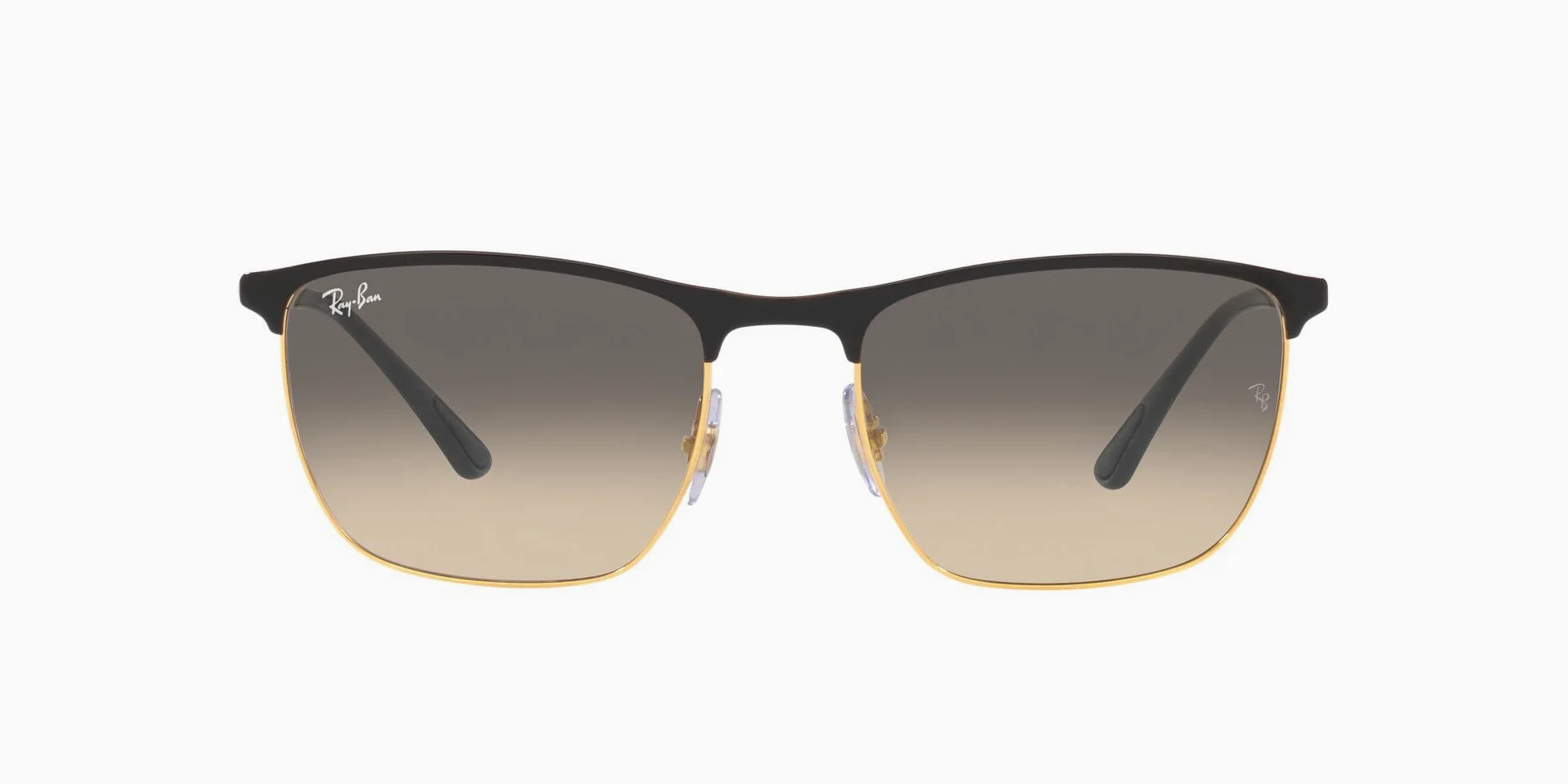Ray-Ban RB3686 kwadratowe okulary przeciwsłoneczne - 57 mm, Czarny na złotym/przezroczysty gradient szary, 57 mm