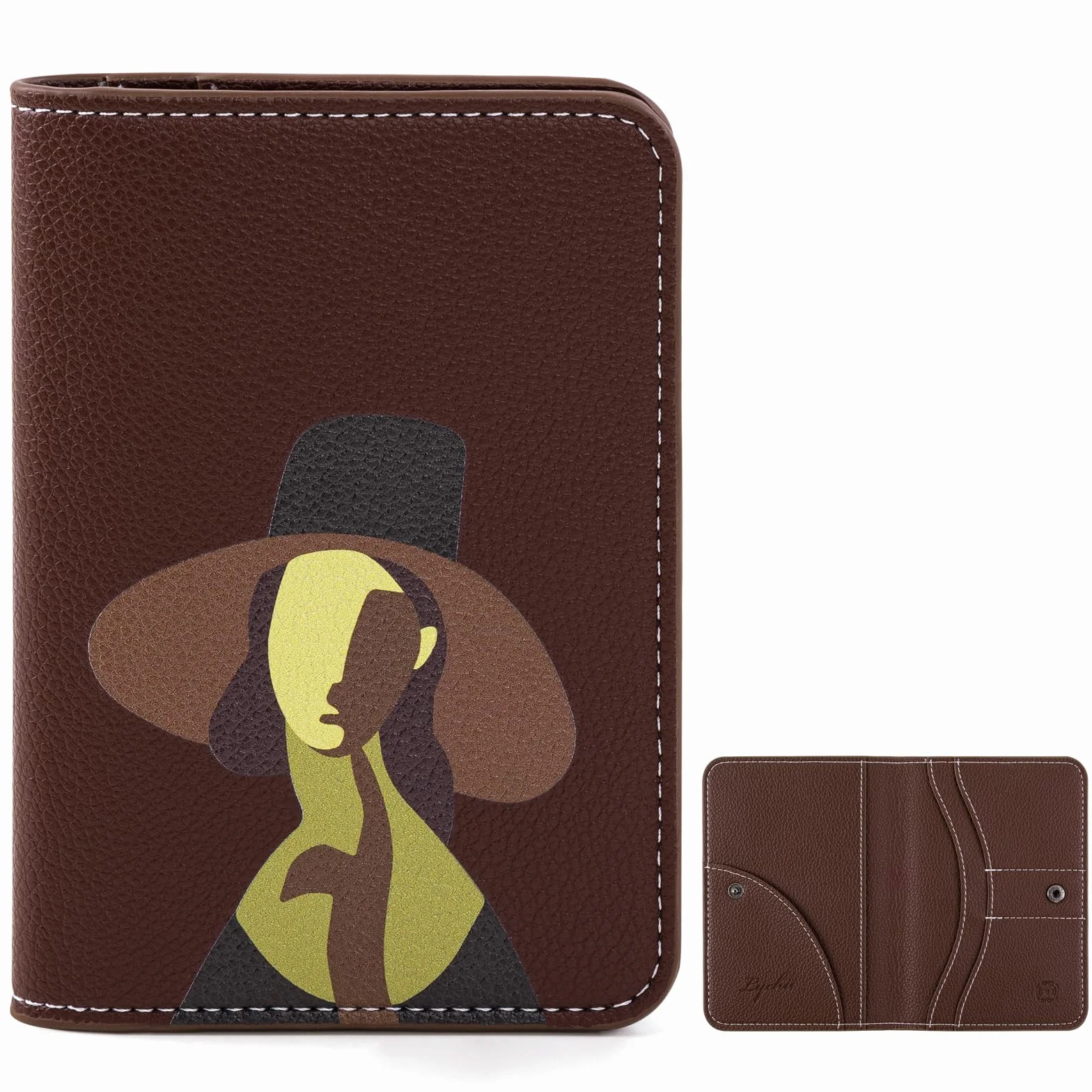 Lychii Skórzany portfel na paszport dla kobiet i mężczyzn, etui ochronne z PU na paszport, kartę pokładową i dowód osobisty, Czekolada, 15.0 x 10.4 x 1.0 cm, Minimalistyczny