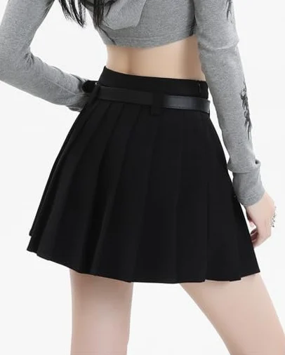 Damskie Letnie W Jednolitym Kolorze Z Wysokim Stanem Casual College Style Plisowana SpóDnica A Line