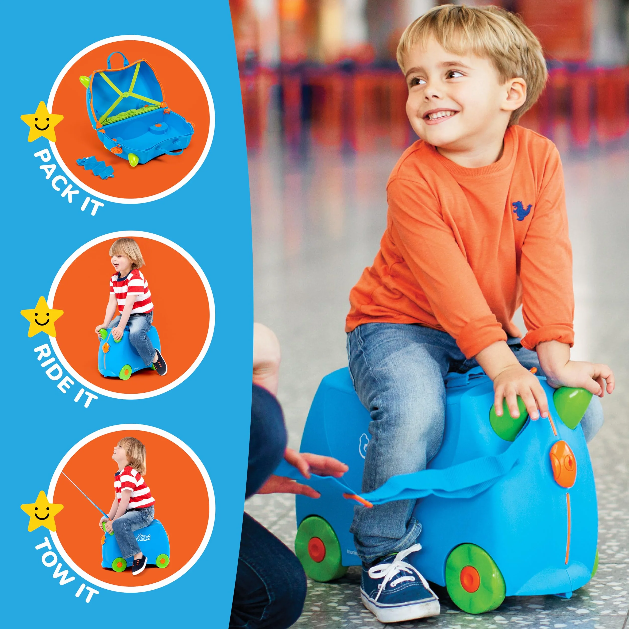 Trunki Collection Terrance Walizka Dziecięca 46 x 20.5 x 31 cm Niebieski Zielony