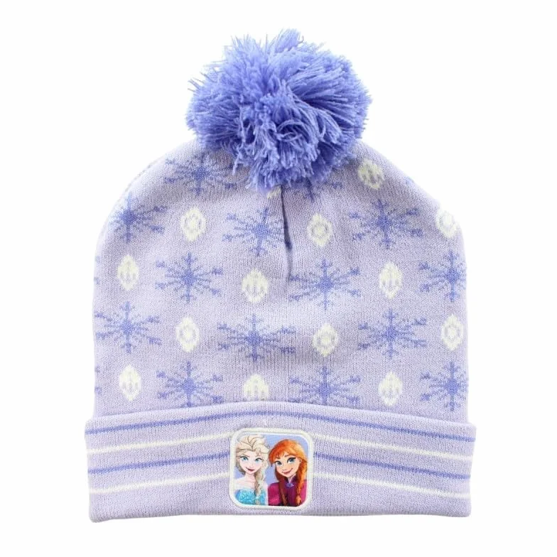 Disney Girl's Frozen Pom Beanie czapka zimowa zestaw akcesoriów, fioletowy, jeden rozmiar, Fioletowy, Rozmiar uniwersalny