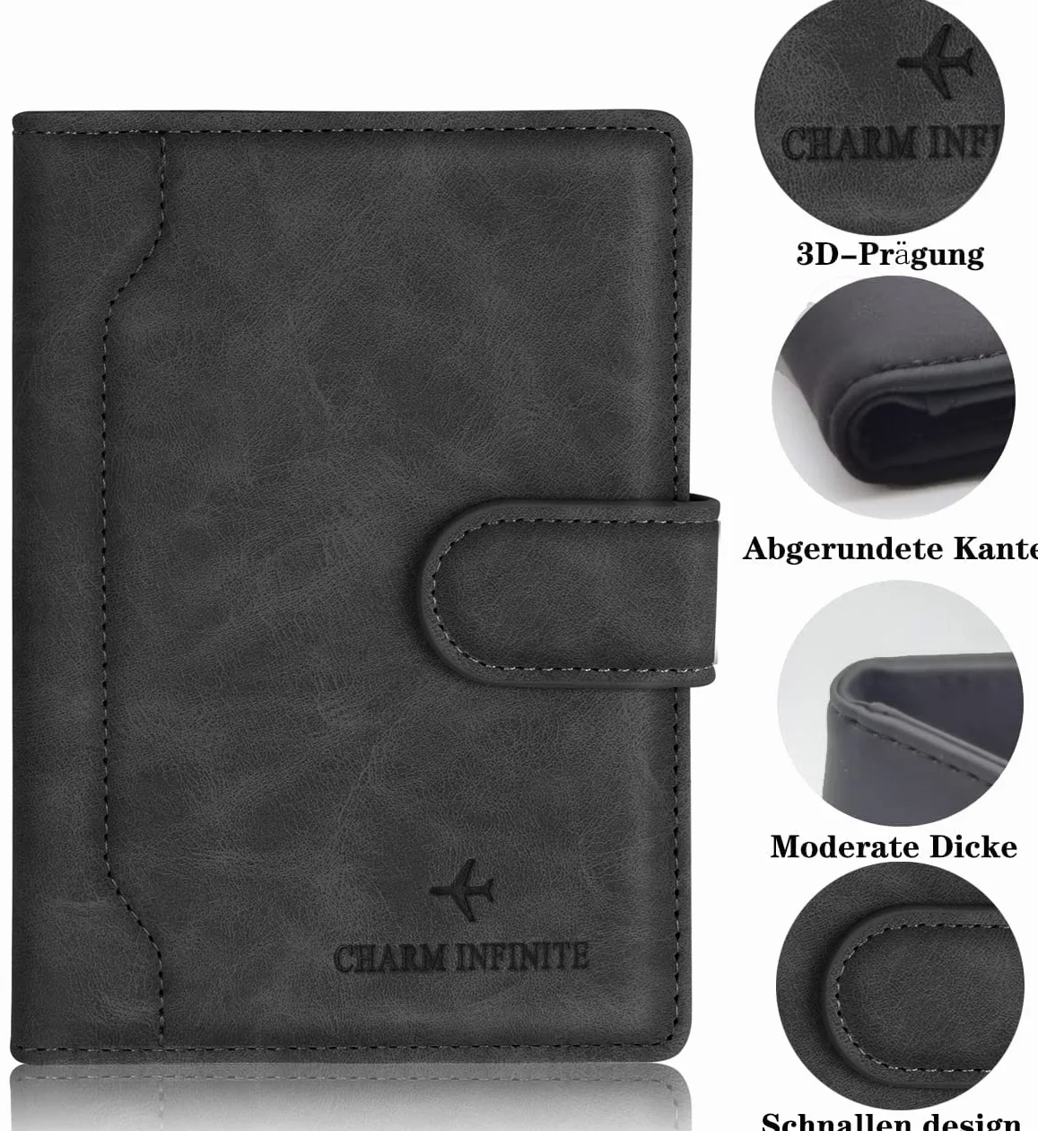 Toctax etui na kartę szczepień o wyglądzie skóry – 14,8 cm x 11 cm – ochronne etui na dowód szczepień z miejscem na karty