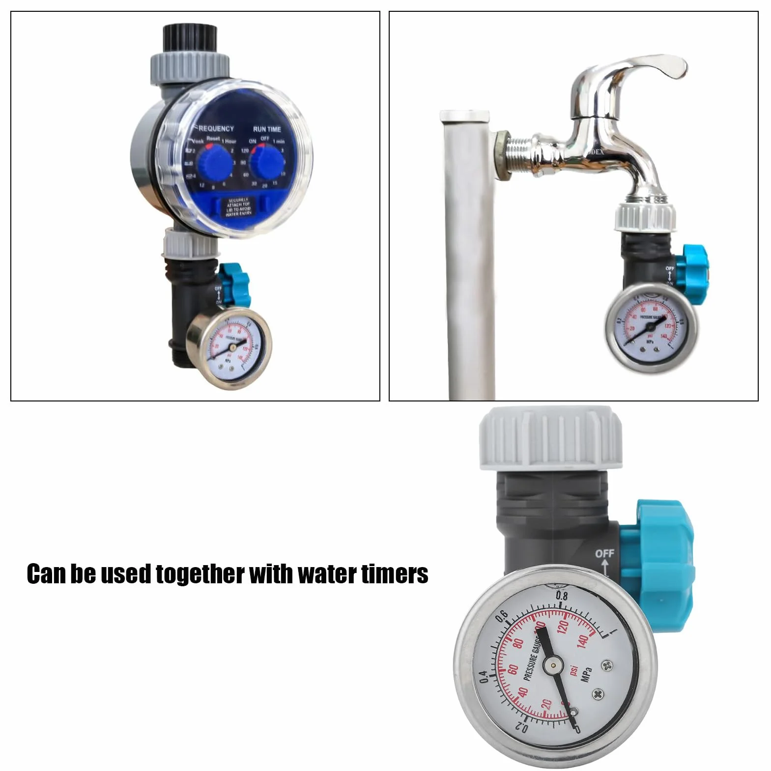 G3 / 4in Regulowany Zawór Regulacyjny Ciśnienia Wody z Manometrem Kontroler Nawadniania Ogrodu Szklarniowego
