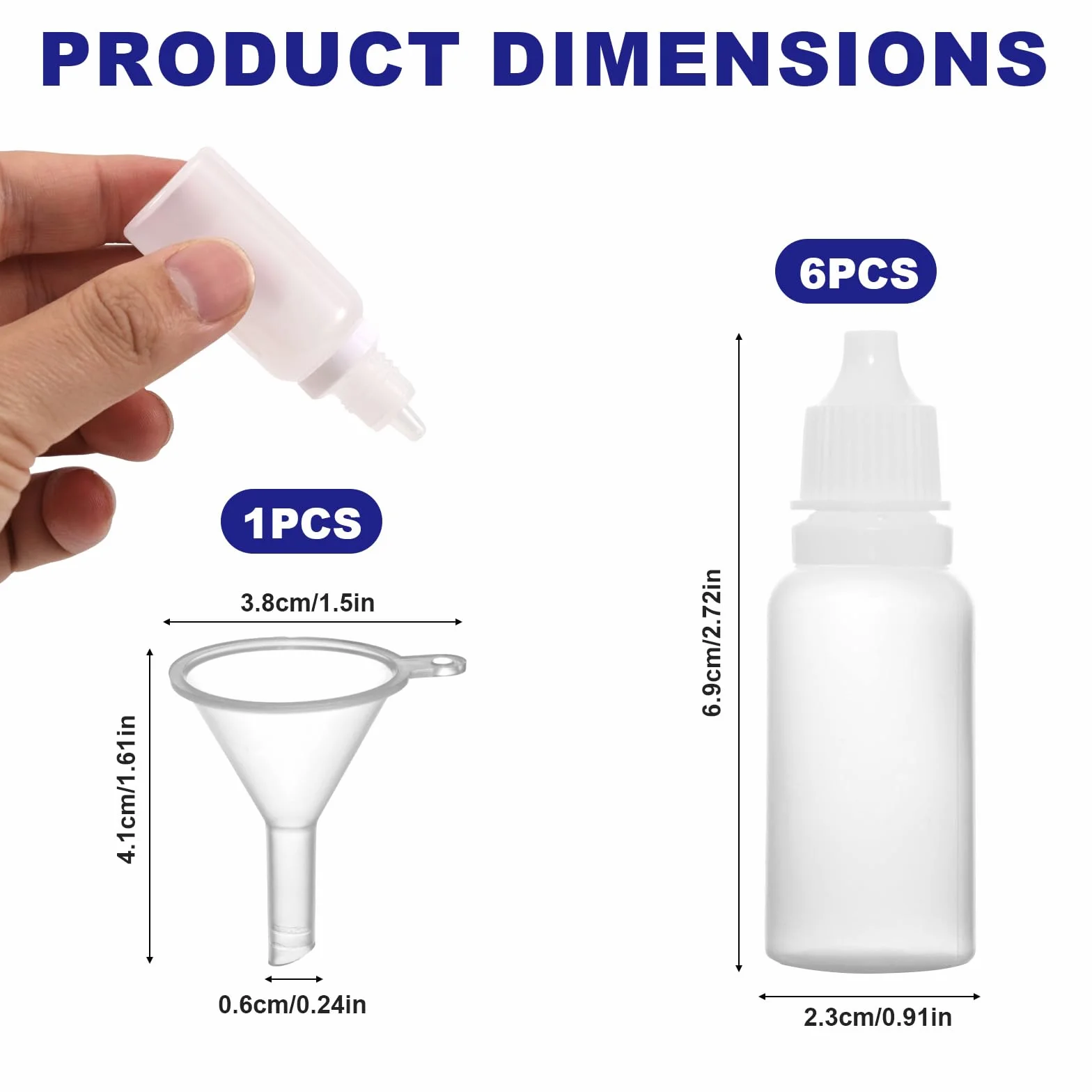 Małe Plastikowe Butelki z Zakraplaczem 15ml Puste Pojemniki Podróżne Krople do Oczu Szczelny Zestaw 8szt