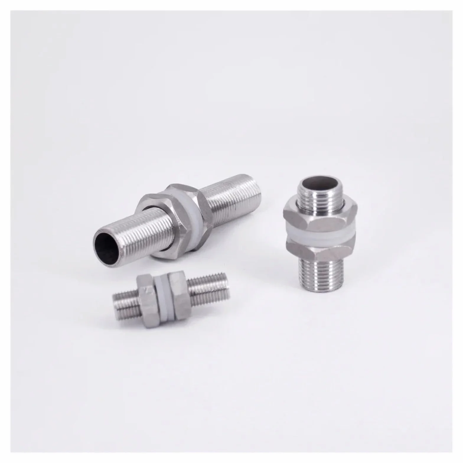 1/2" 30 40 50 60 80 100 120 150mm Stainless Full Thread Bulkhead Lock Pipe Fitting Water Tank(75MM_1/2")