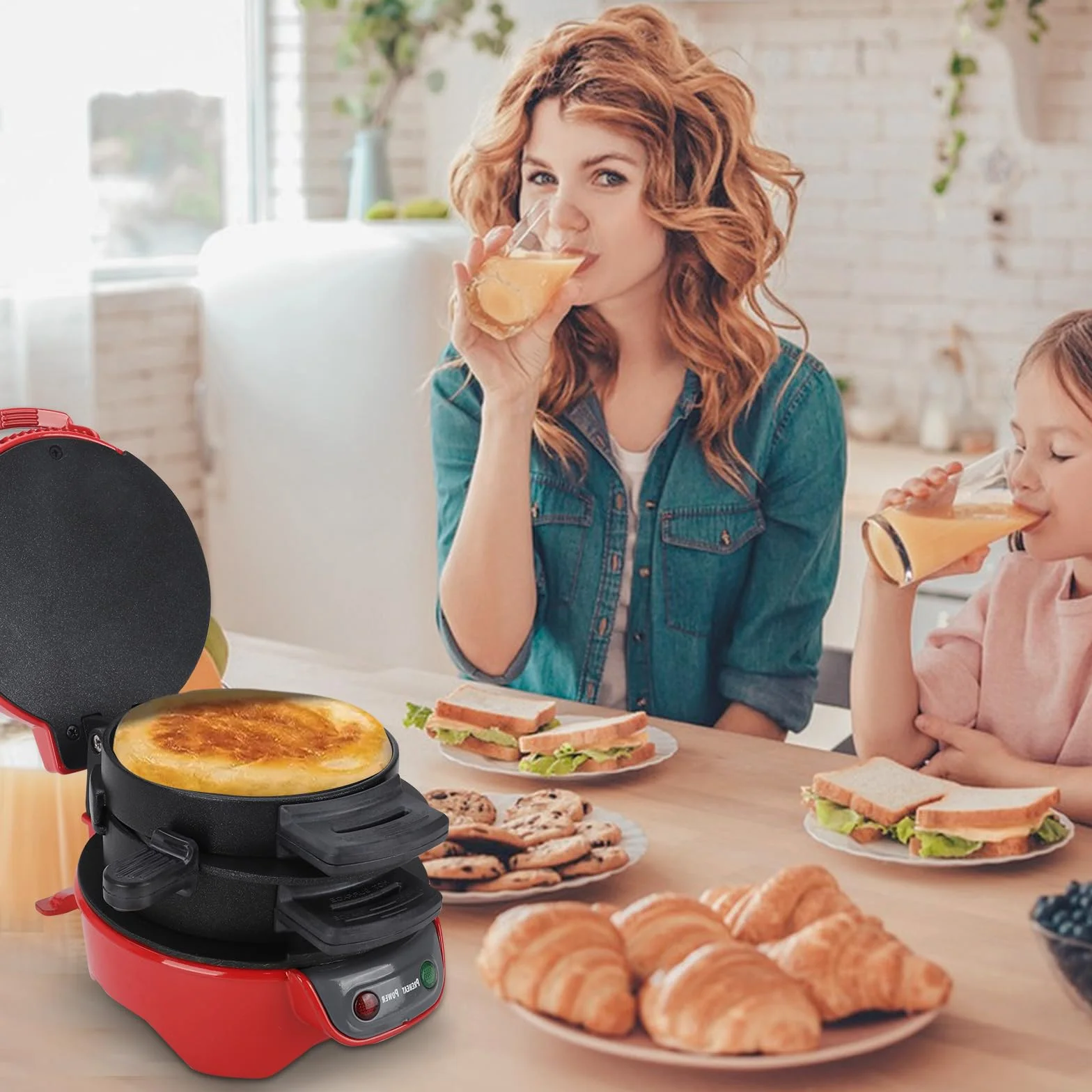 Toster do kanapek, hamburgerów, wydajne, nieprzywierające płyty grzewcze, do mycia w zmywarce, 600 W, dla pieczenia, chleba, patelni, naleśników
