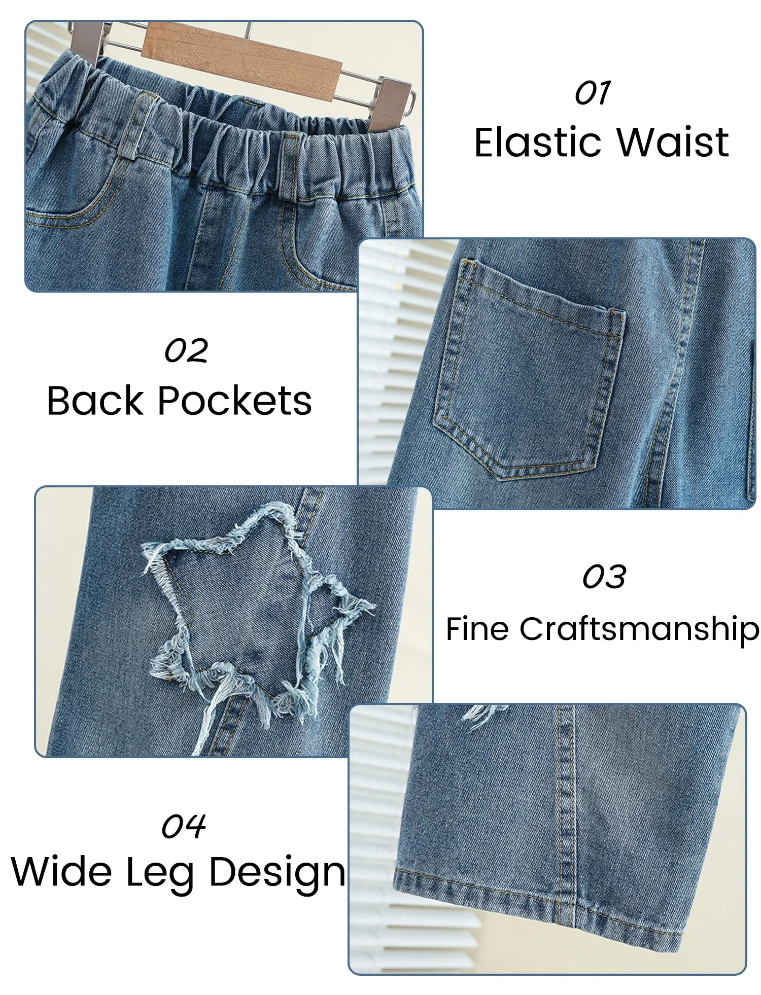 SEAUR Plus Size Girls Jeans Vintage Jeans Baggy Denim Pants Kids Loose Fit Jeans Wide Leg Jeans Y2K Dziewczęce spodnie jeansowe