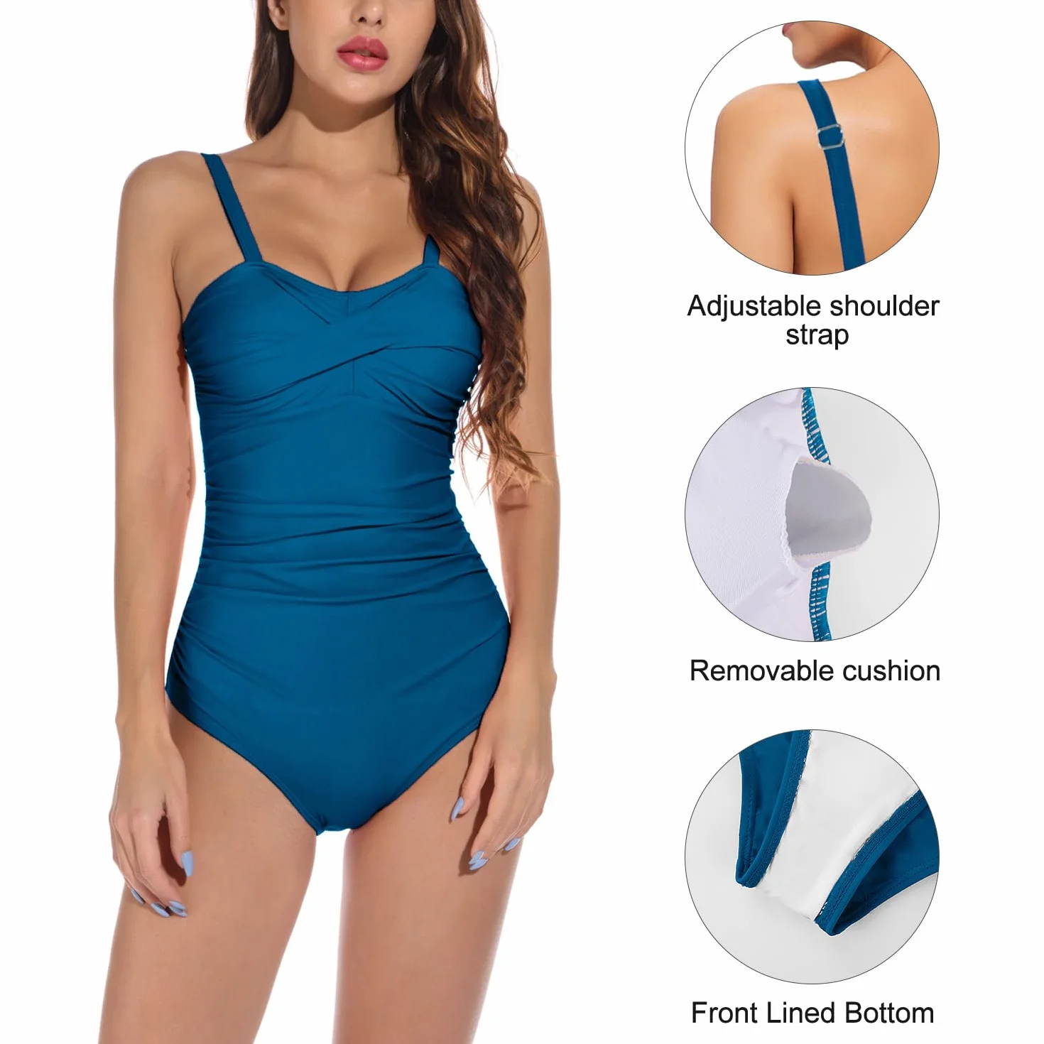 Yuson Girl Damski kostium kąpielowy, wyszczuplający brzuch, jednoczęściowy, push up, monokini, seksowny strój kąpielowy dla kobiet, z regulowanymi ramiączkami